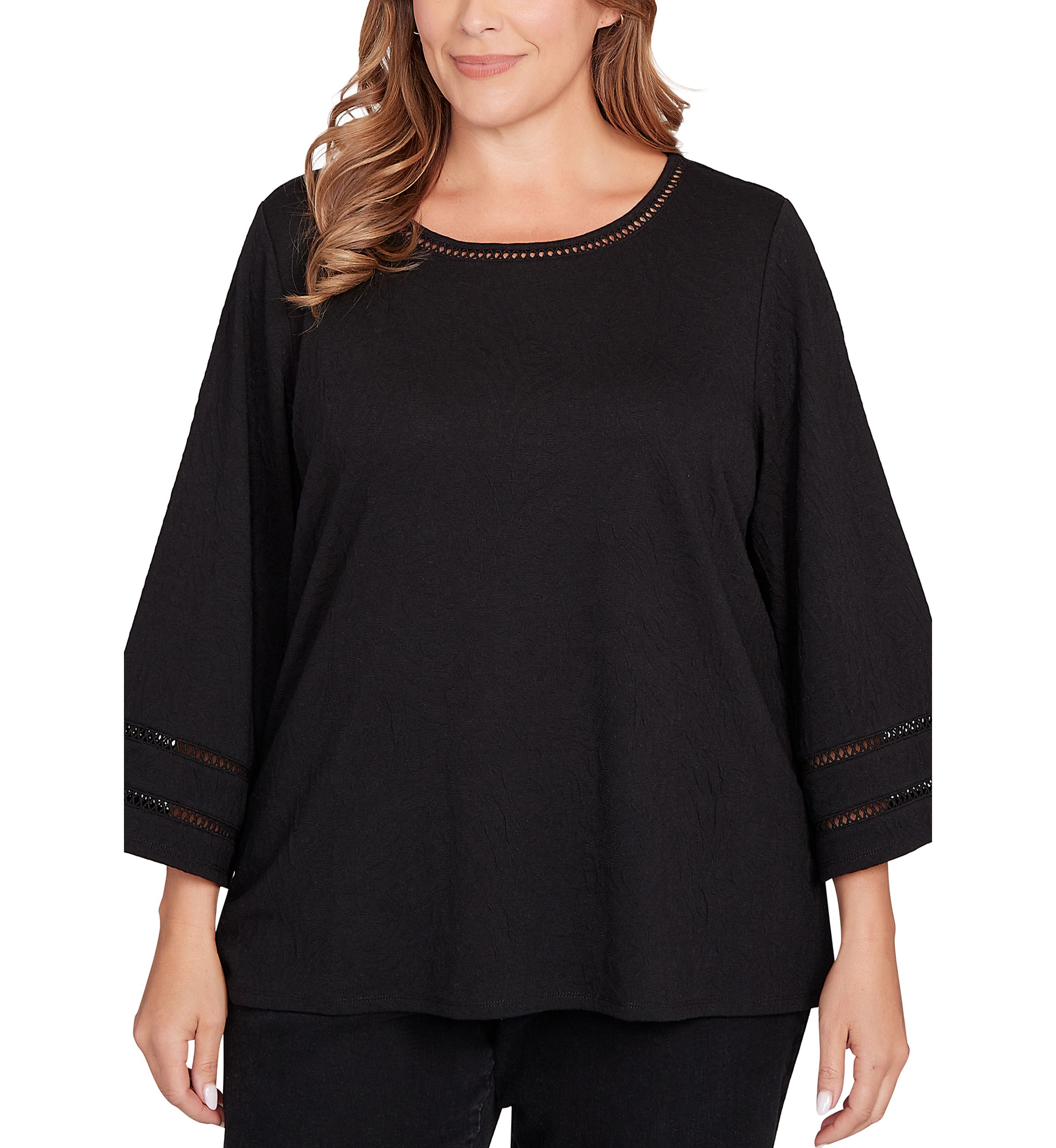 Plus Size Animal Textured Solid Knit Top