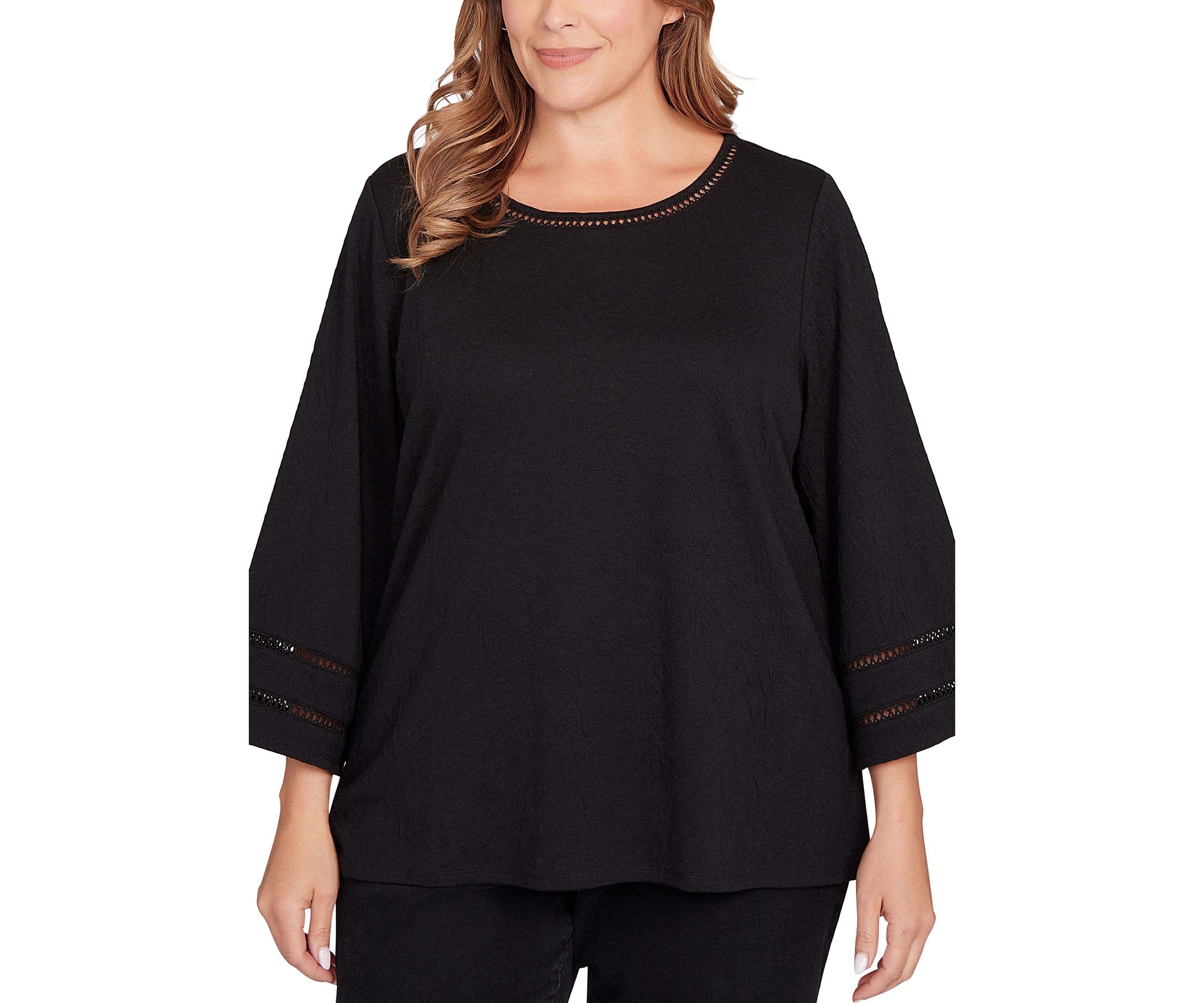 Plus Size Animal Textured Solid Knit Top