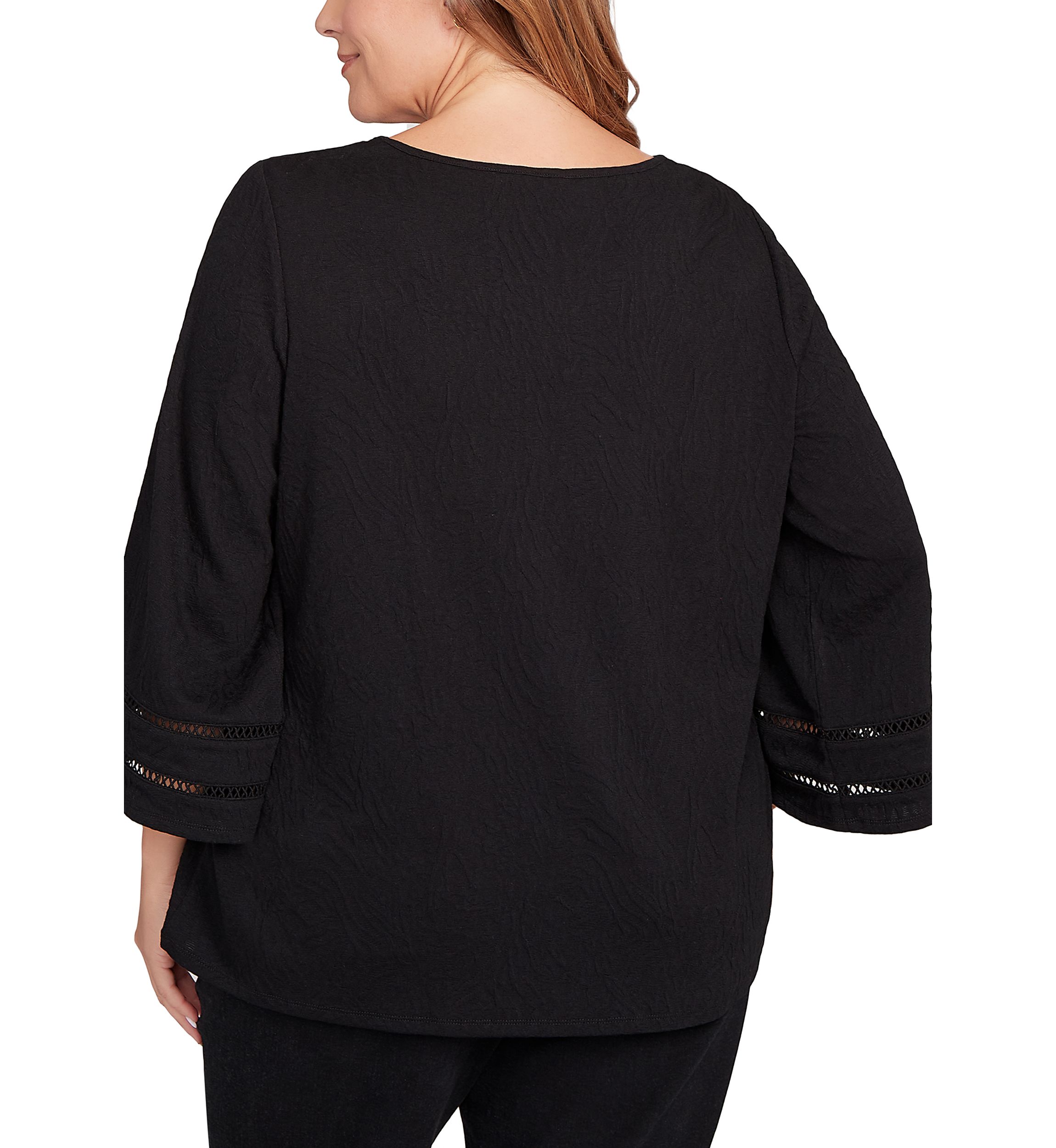 Plus Size Animal Textured Solid Knit Top