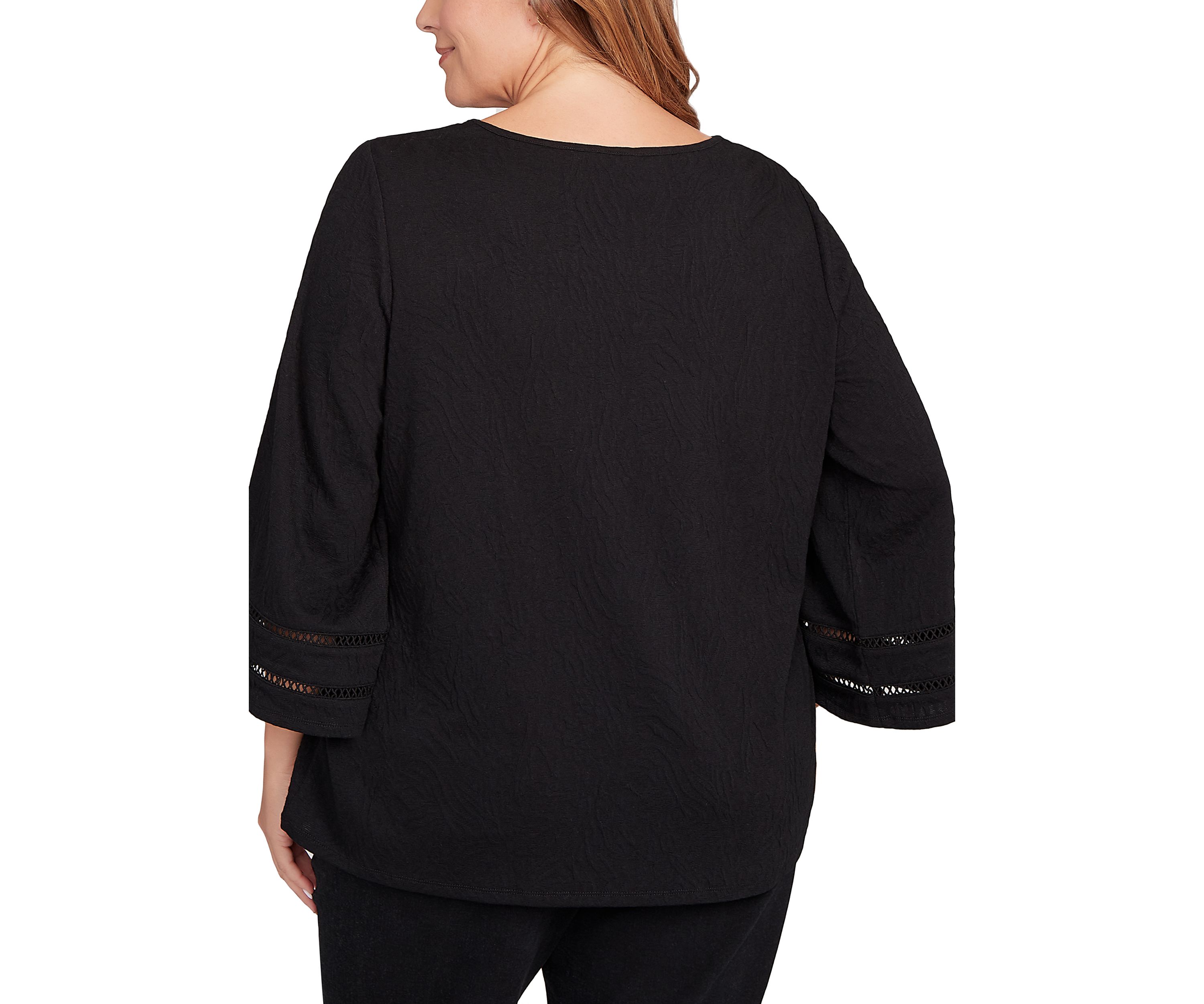 Plus Size Animal Textured Solid Knit Top