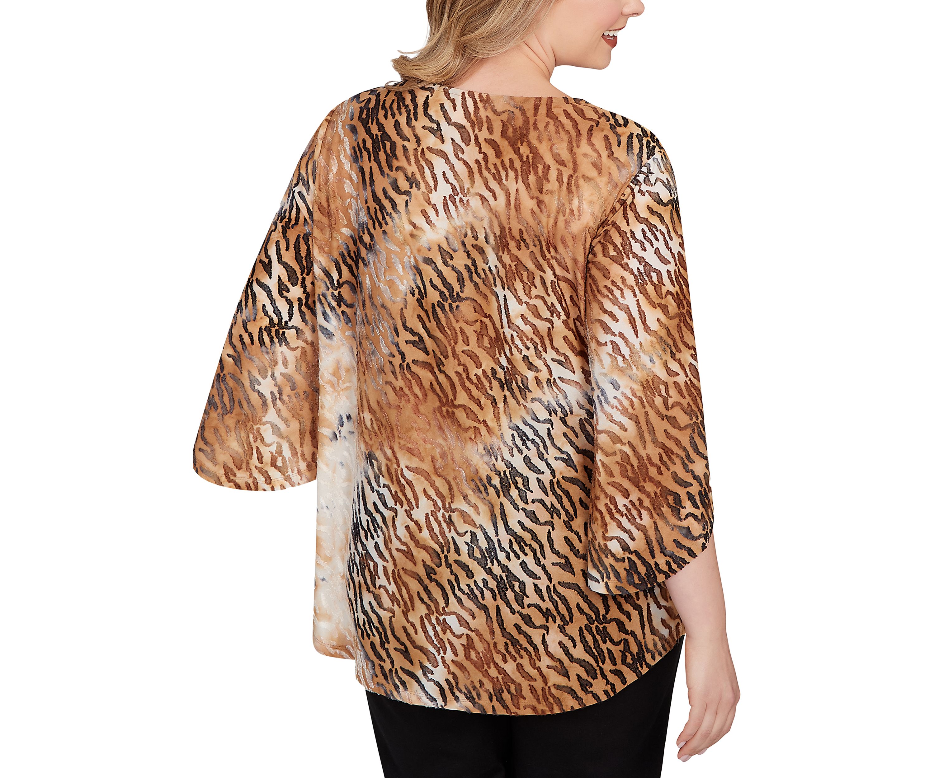 Plus Size Tie Dye Zebra Jacquard Textured Top