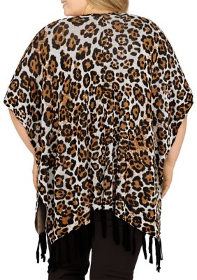 Plus Size Animal Jacquard Wrap Sweater