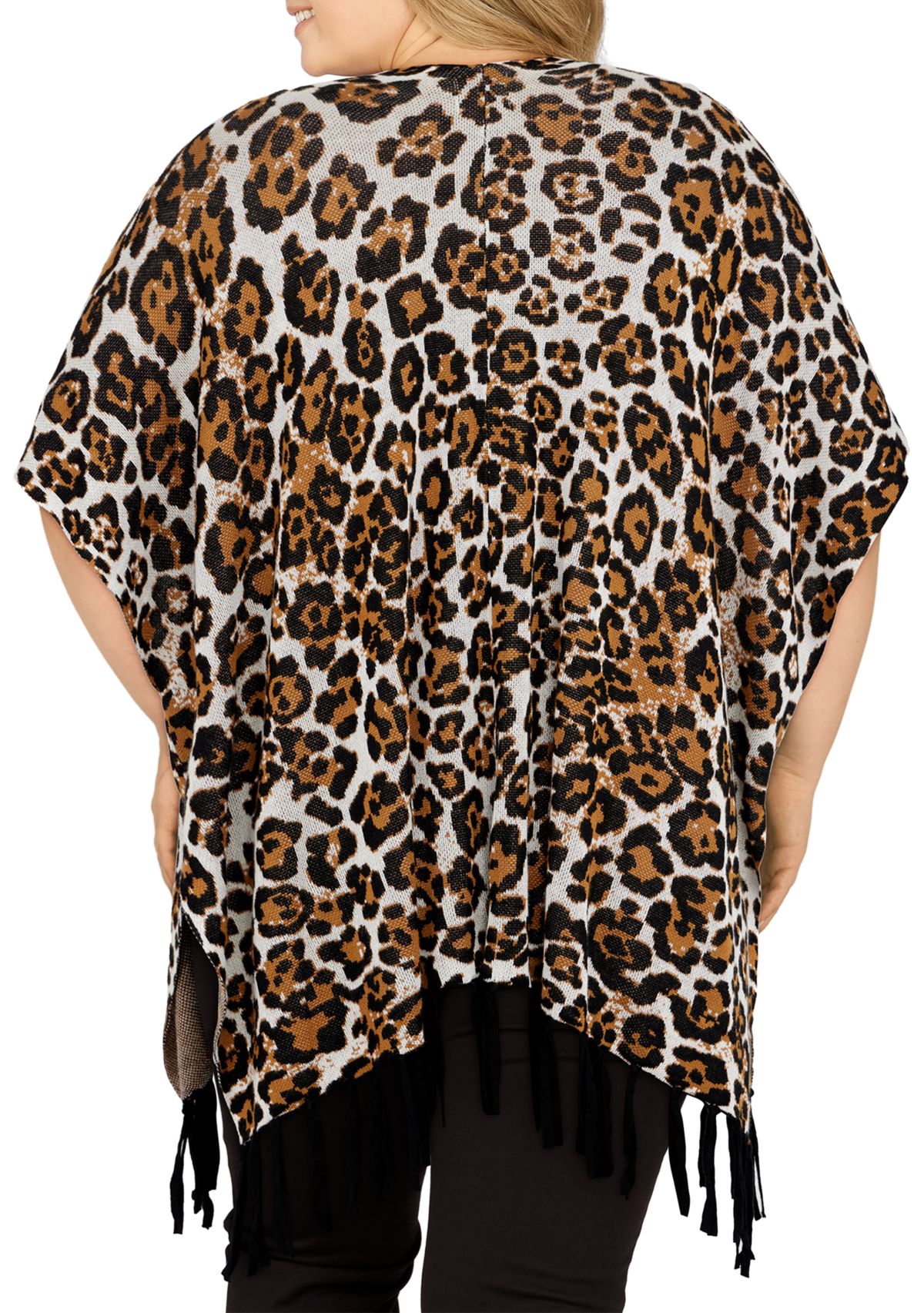 Plus Size Animal Jacquard Wrap Sweater