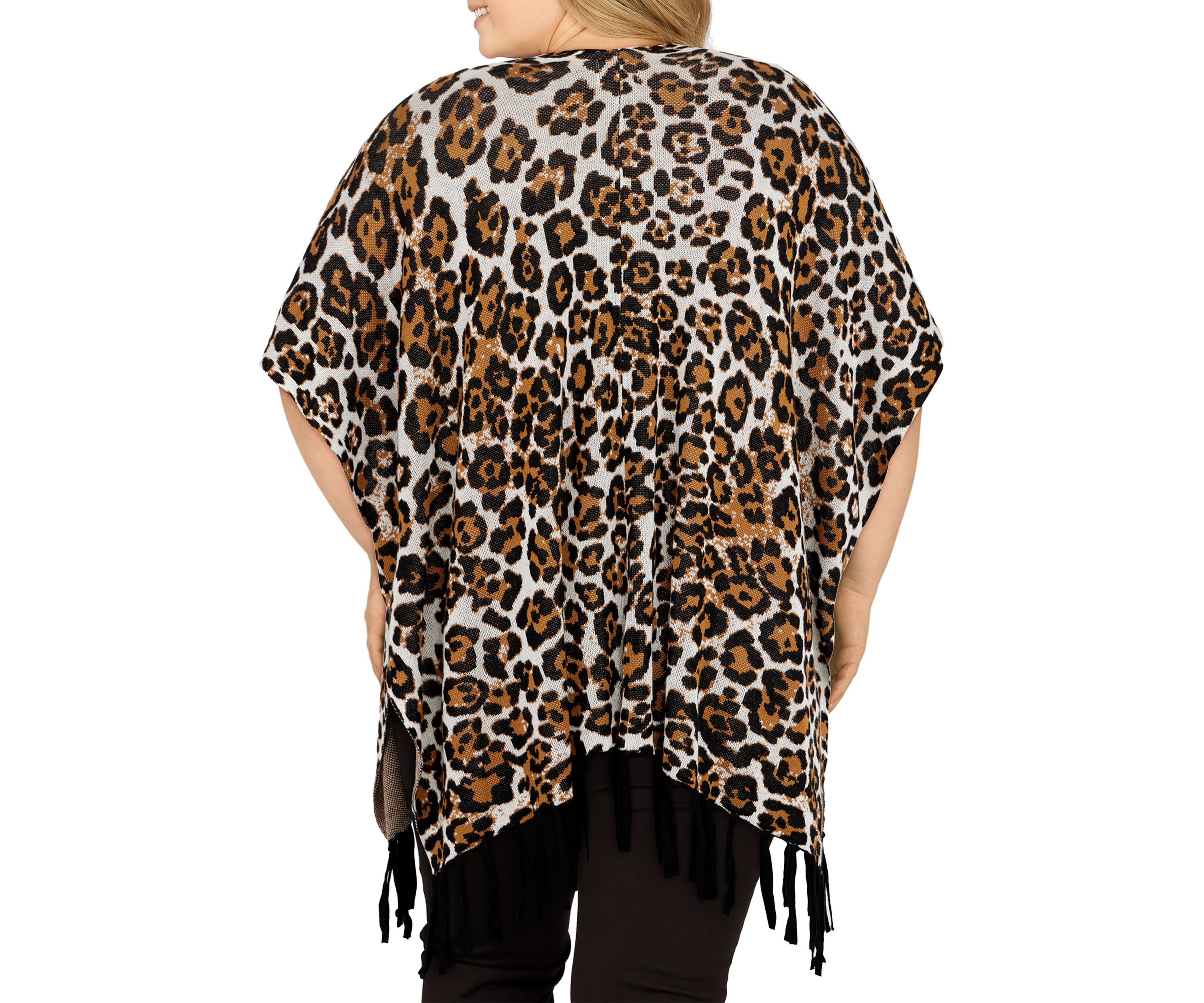 Plus Size Animal Jacquard Wrap Sweater