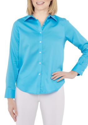 Ruby Rd Women's Plus Size Solid Button Front Shirt