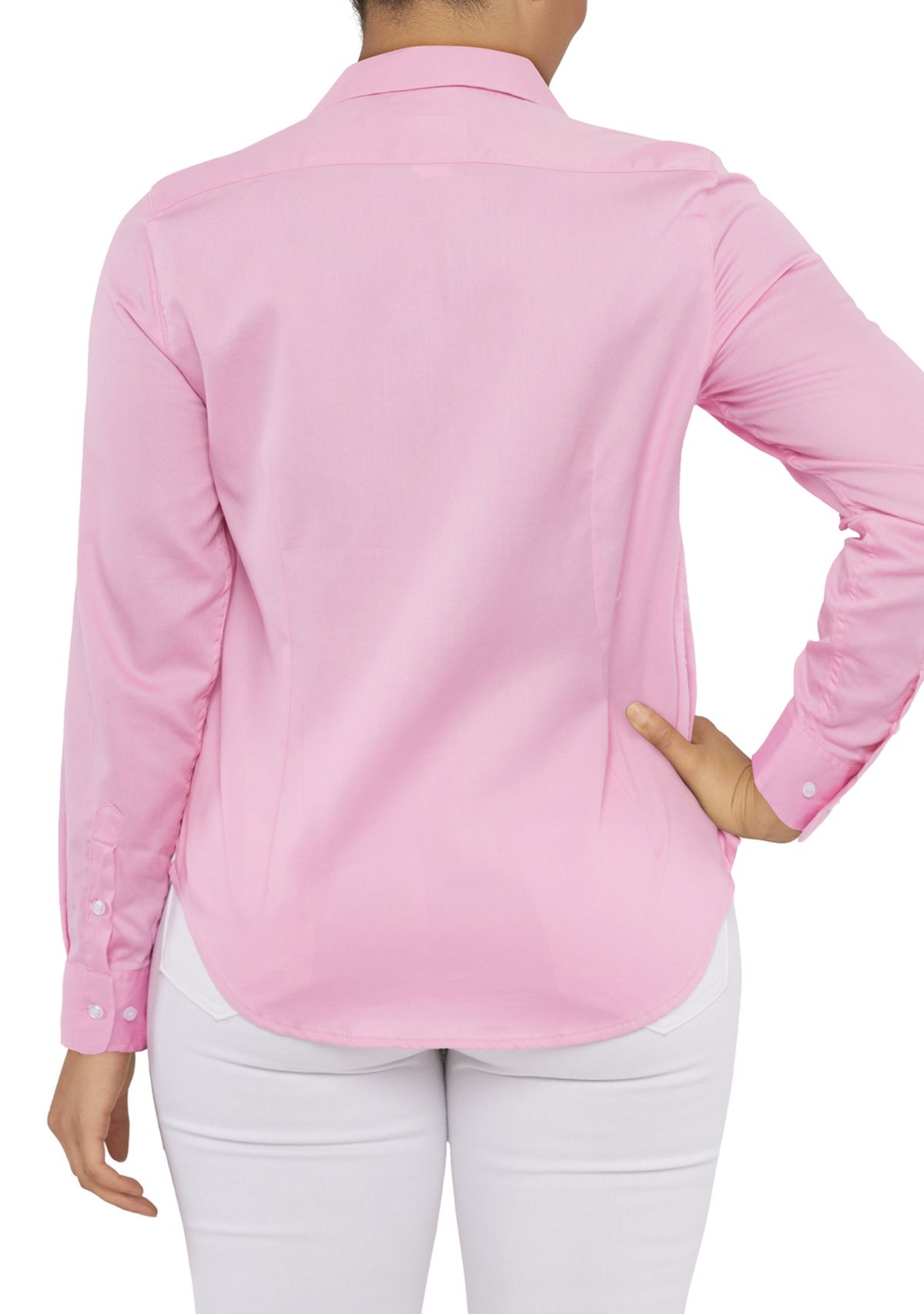 Plus Size Solid Button Front Shirt 