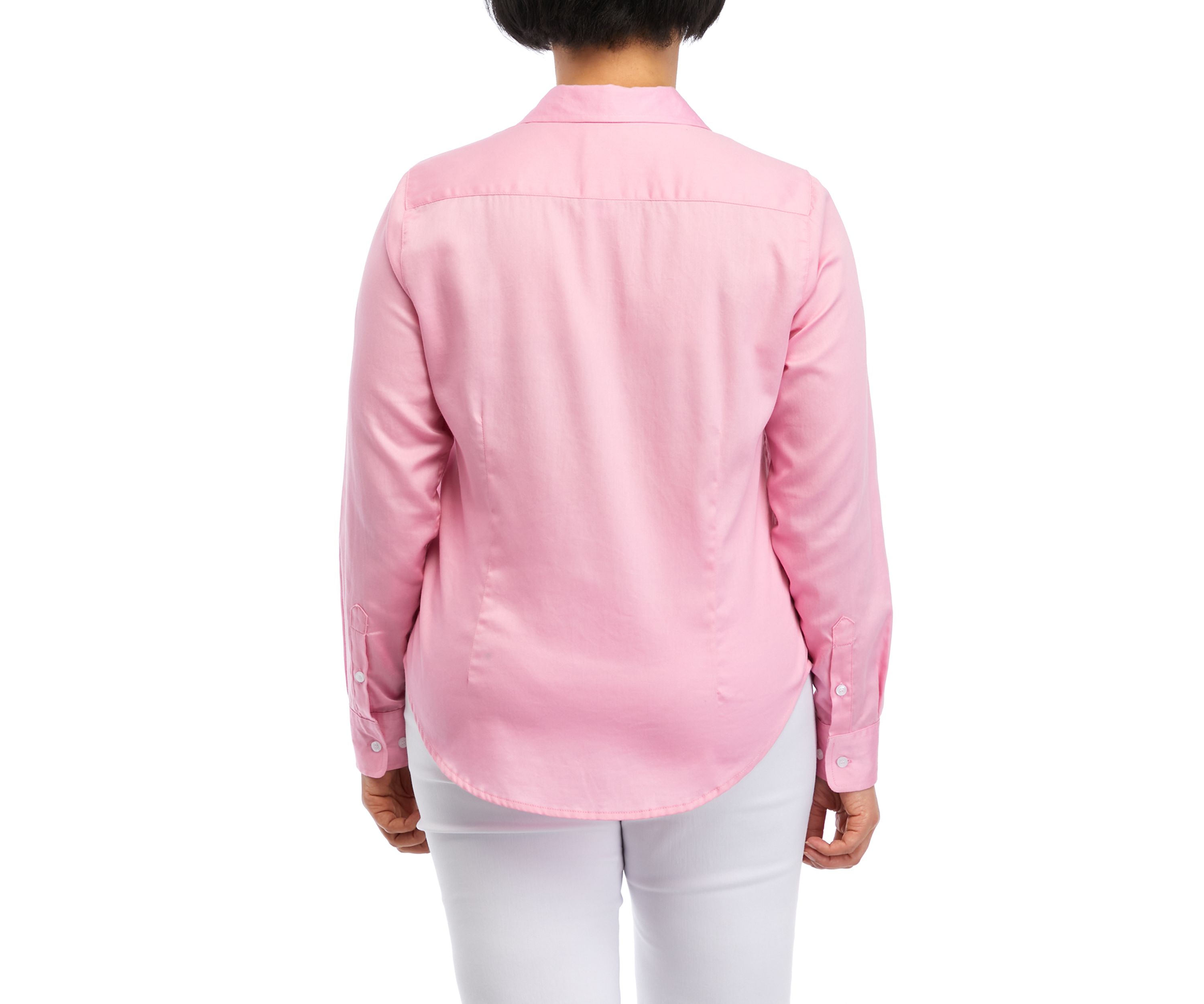 	 Petite Wrinkle Resistant Solid Print Button Down Shirt