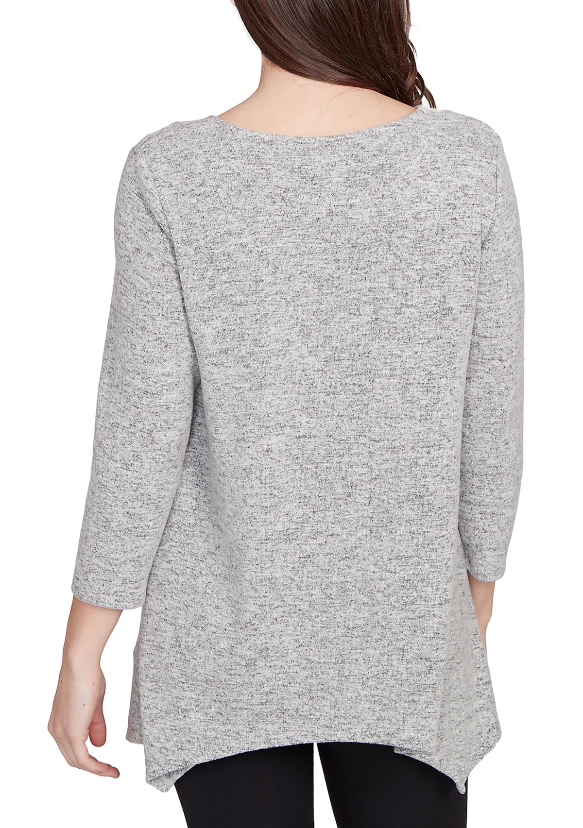 Womens Solid Spliced Cozy Knit Top