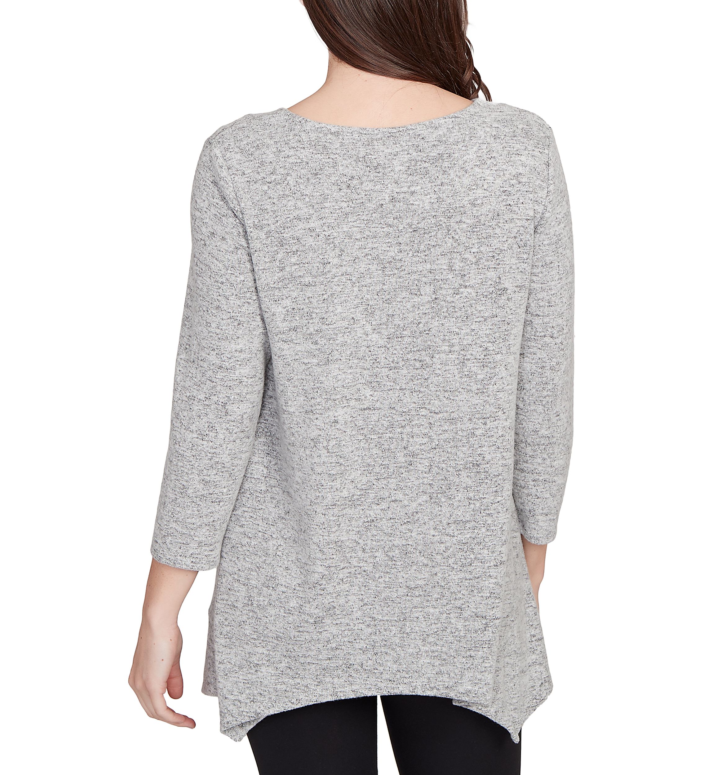 Womens Solid Spliced Cozy Knit Top