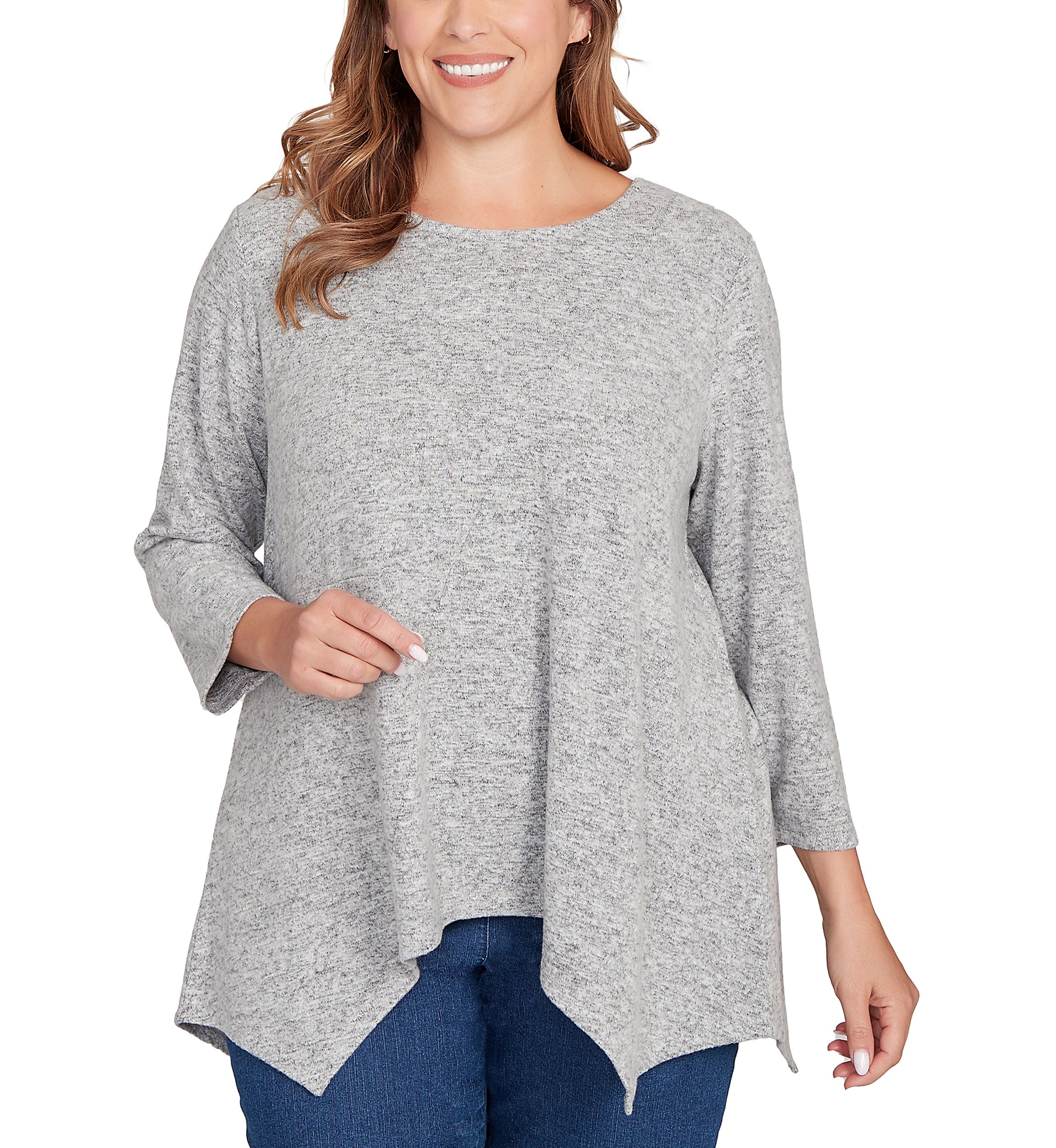 Plus Size Solid Spliced Cozy Knit Top