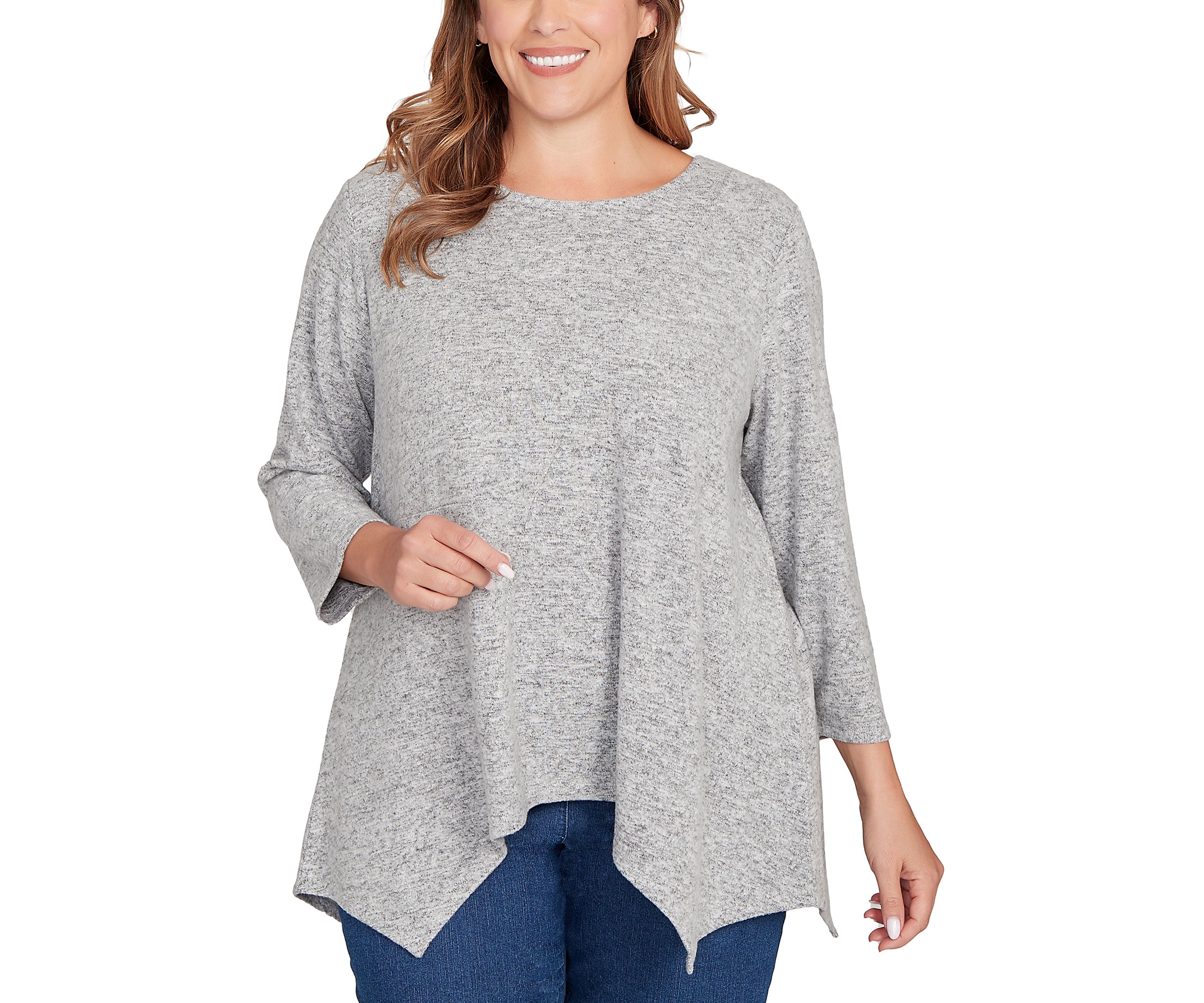 Plus Size Solid Spliced Cozy Knit Top