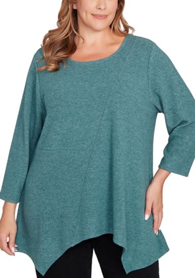 Plus Size Solid Spliced Cozy Knit Top