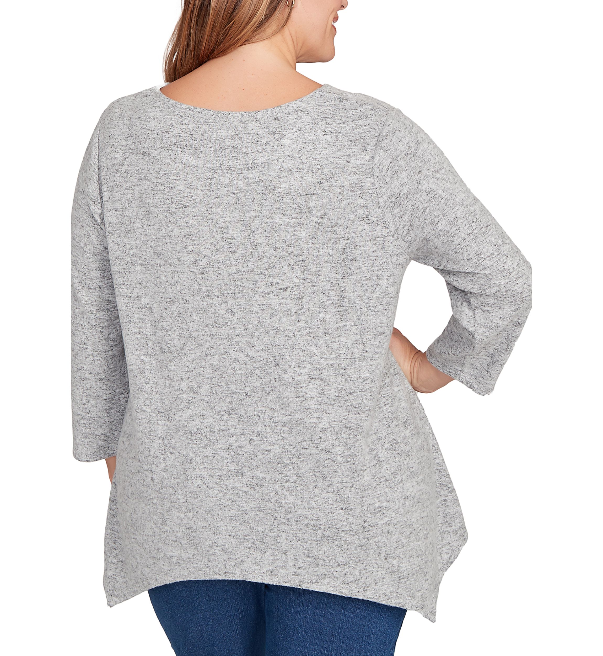 Plus Size Solid Spliced Cozy Knit Top