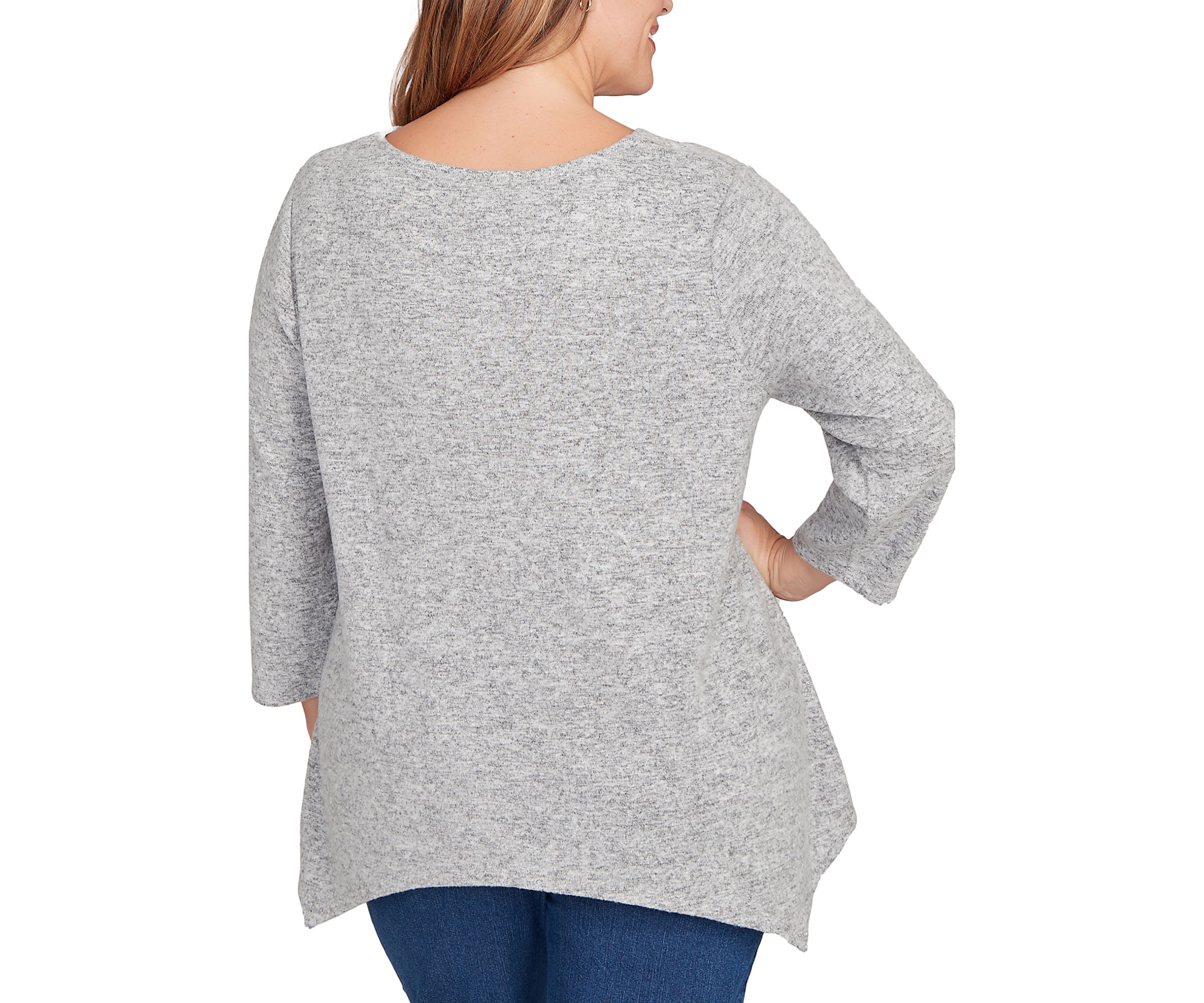 Plus Size Solid Spliced Cozy Knit Top