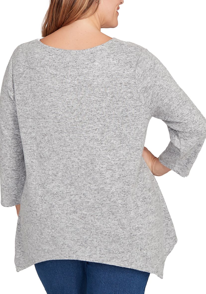 Plus Size Solid Spliced Cozy Knit Top