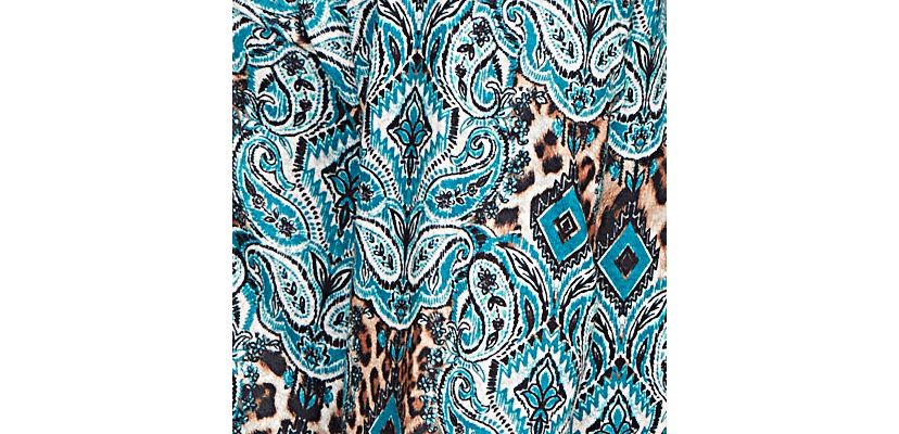 Plus Size Ballet Neck Medallion Animal Print Cozy Top