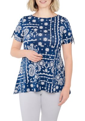 Women's Knit Bandana Paisley Print Top