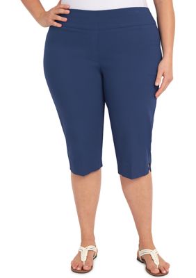 Ruby Rd. Plus Size Pull-On Extra Stretch Denim Clamdigger Capri Pants