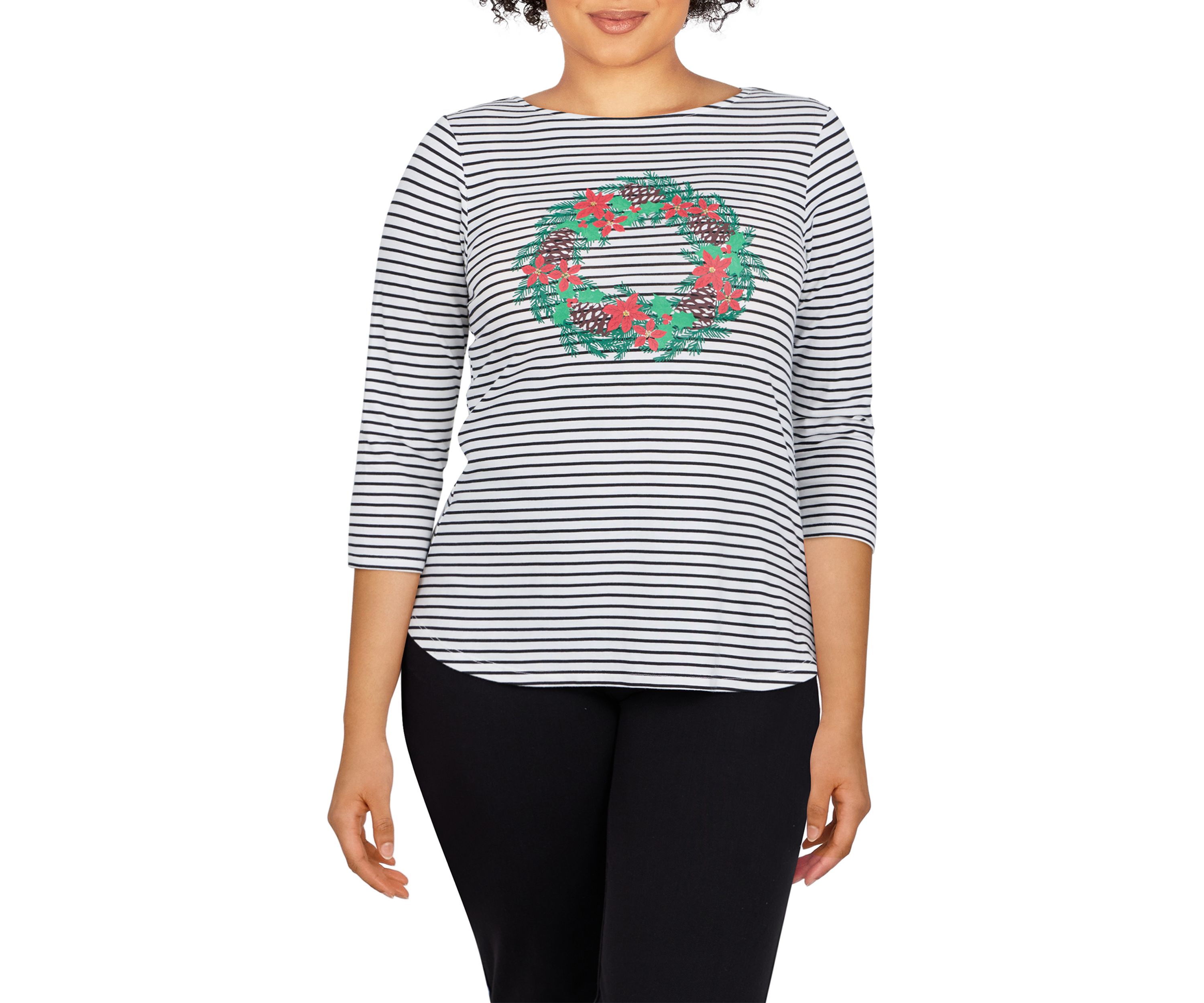 Womens Holiday Wreath Top