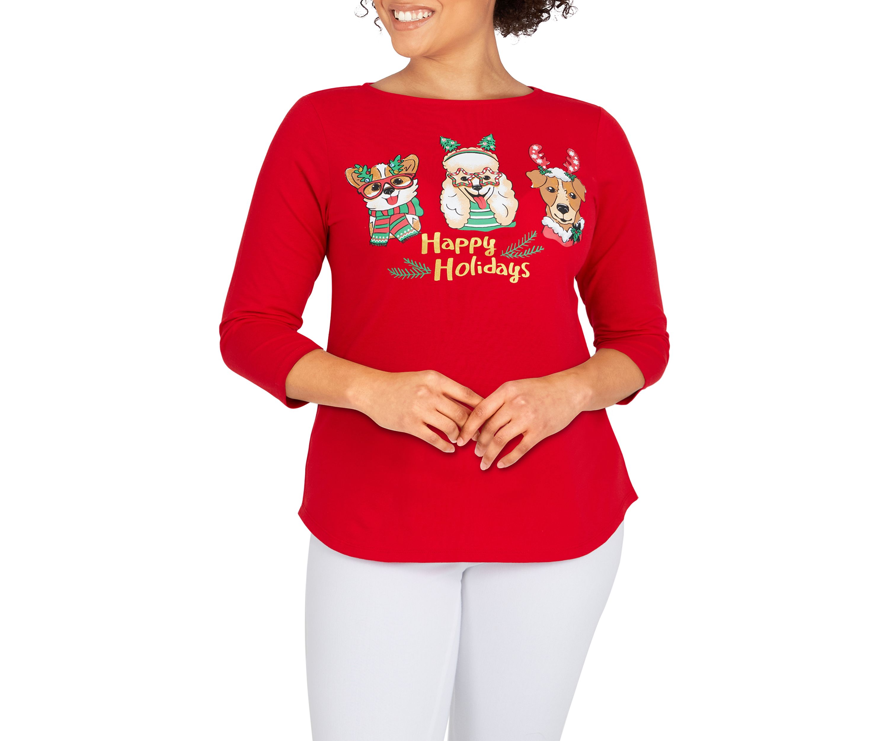 Womens Holiday Puppies Top