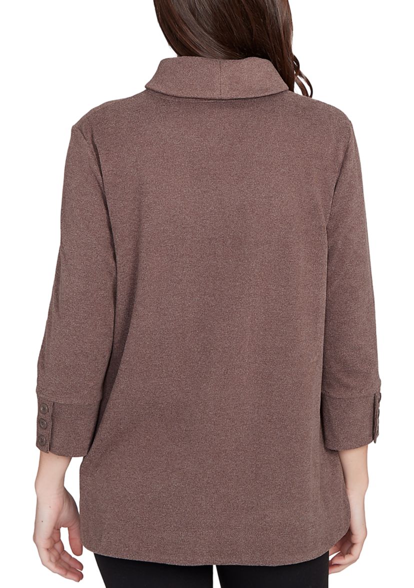 Womens Luxe Half Button Collared Top