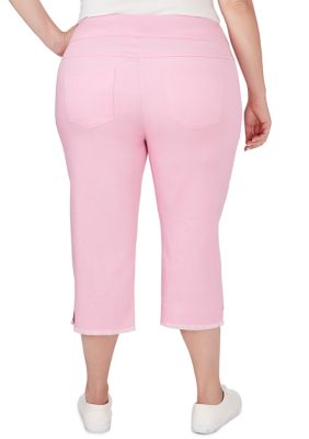 Charter Club Womens Textured Capri Casual Cropped Pants, Pink, 4