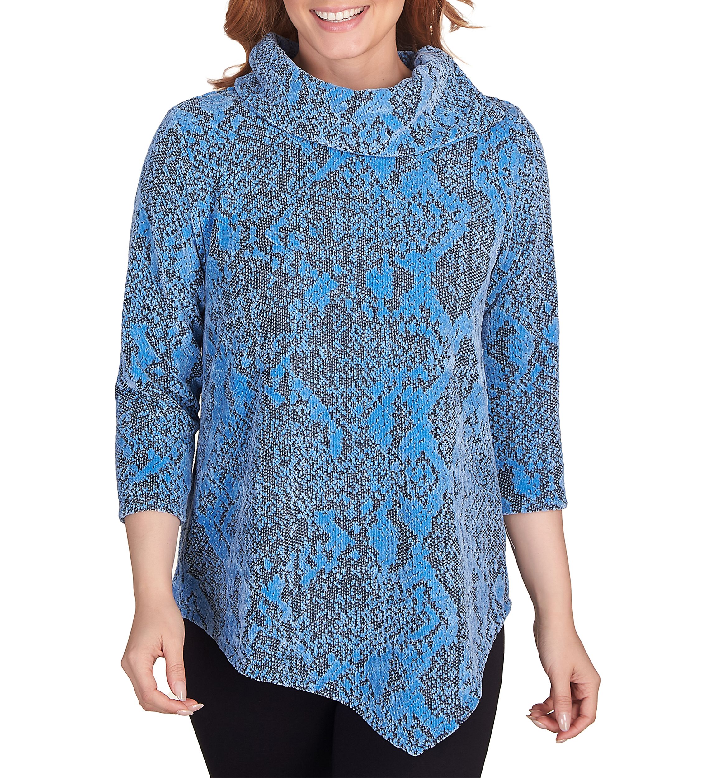 Womens Chenille Snakeskin Jacquard Top
