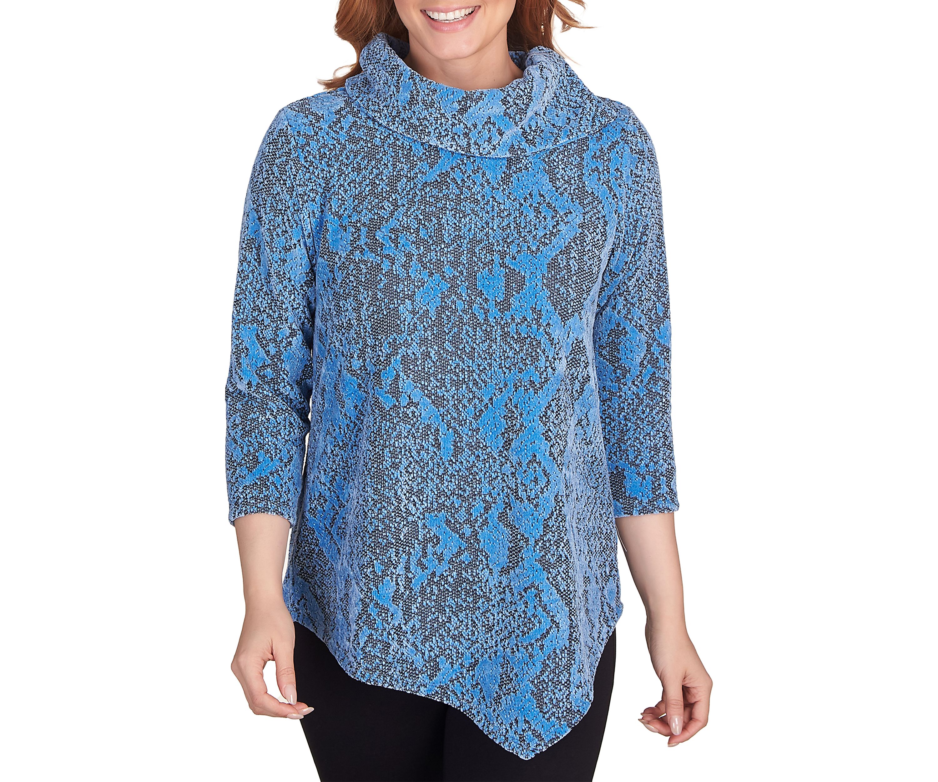 Womens Chenille Snakeskin Jacquard Top