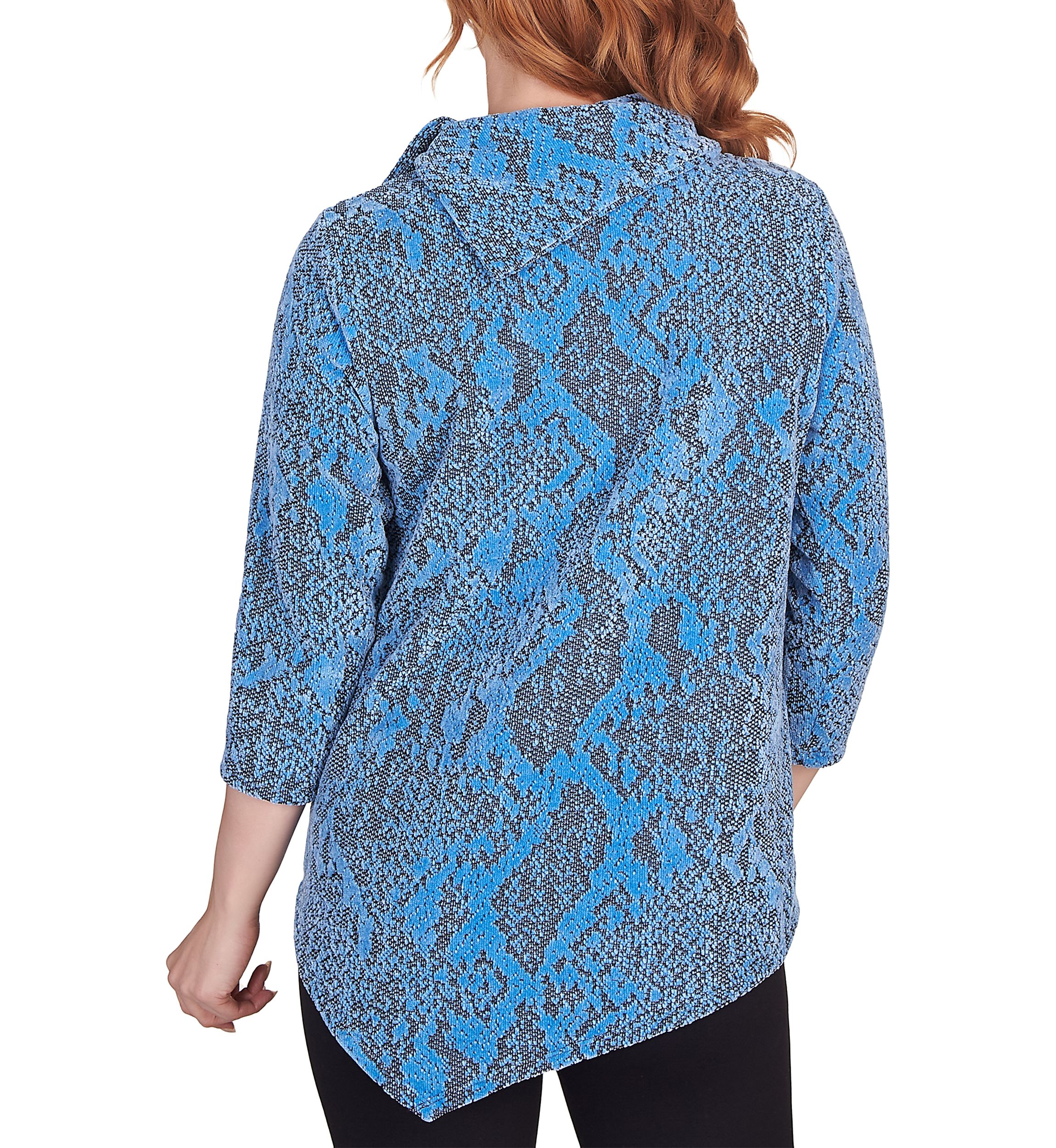 Womens Chenille Snakeskin Jacquard Top