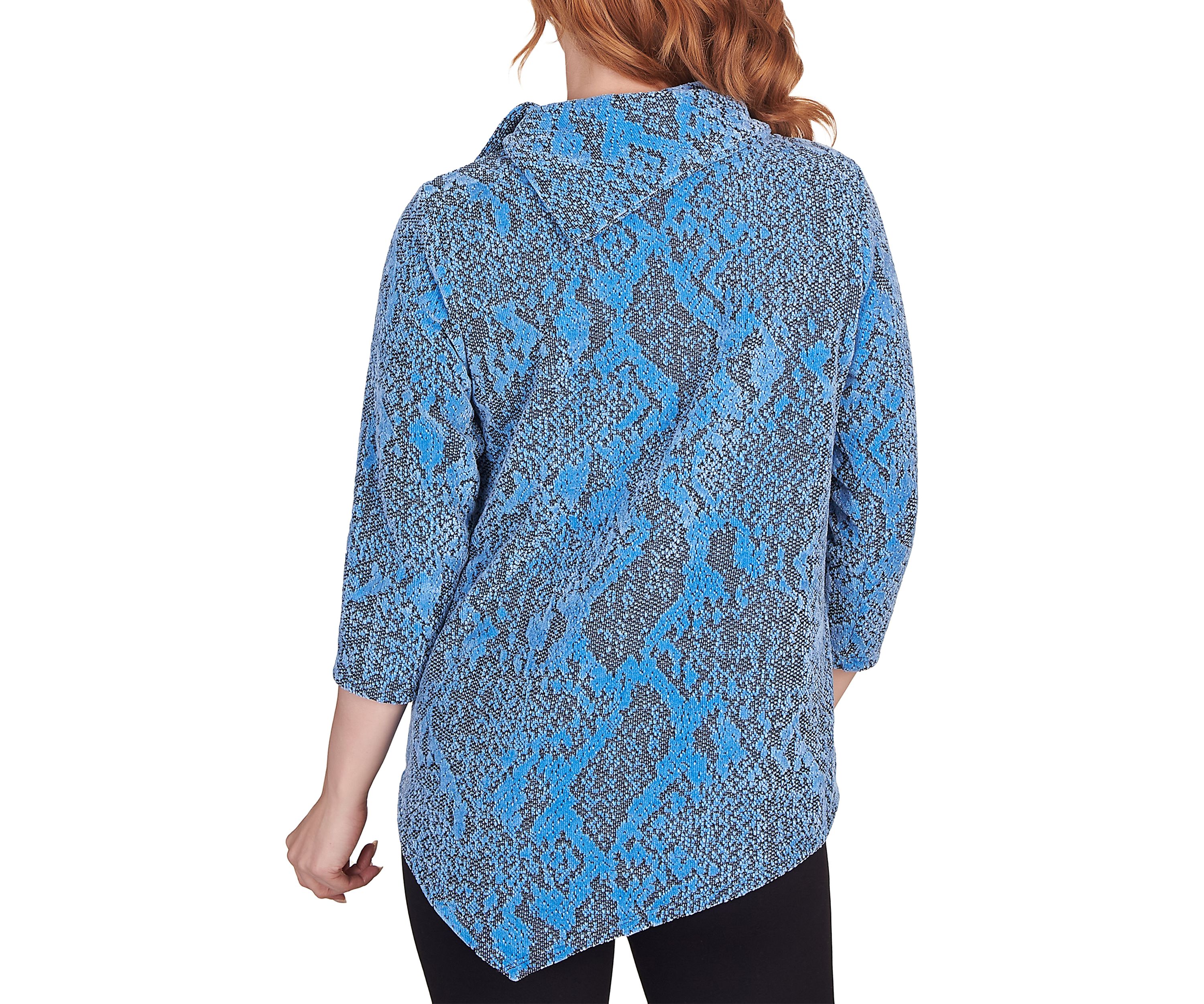 Womens Chenille Snakeskin Jacquard Top