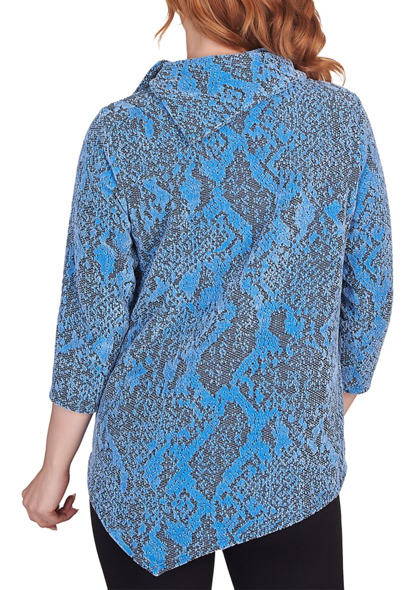 Womens Chenille Snakeskin Jacquard Top