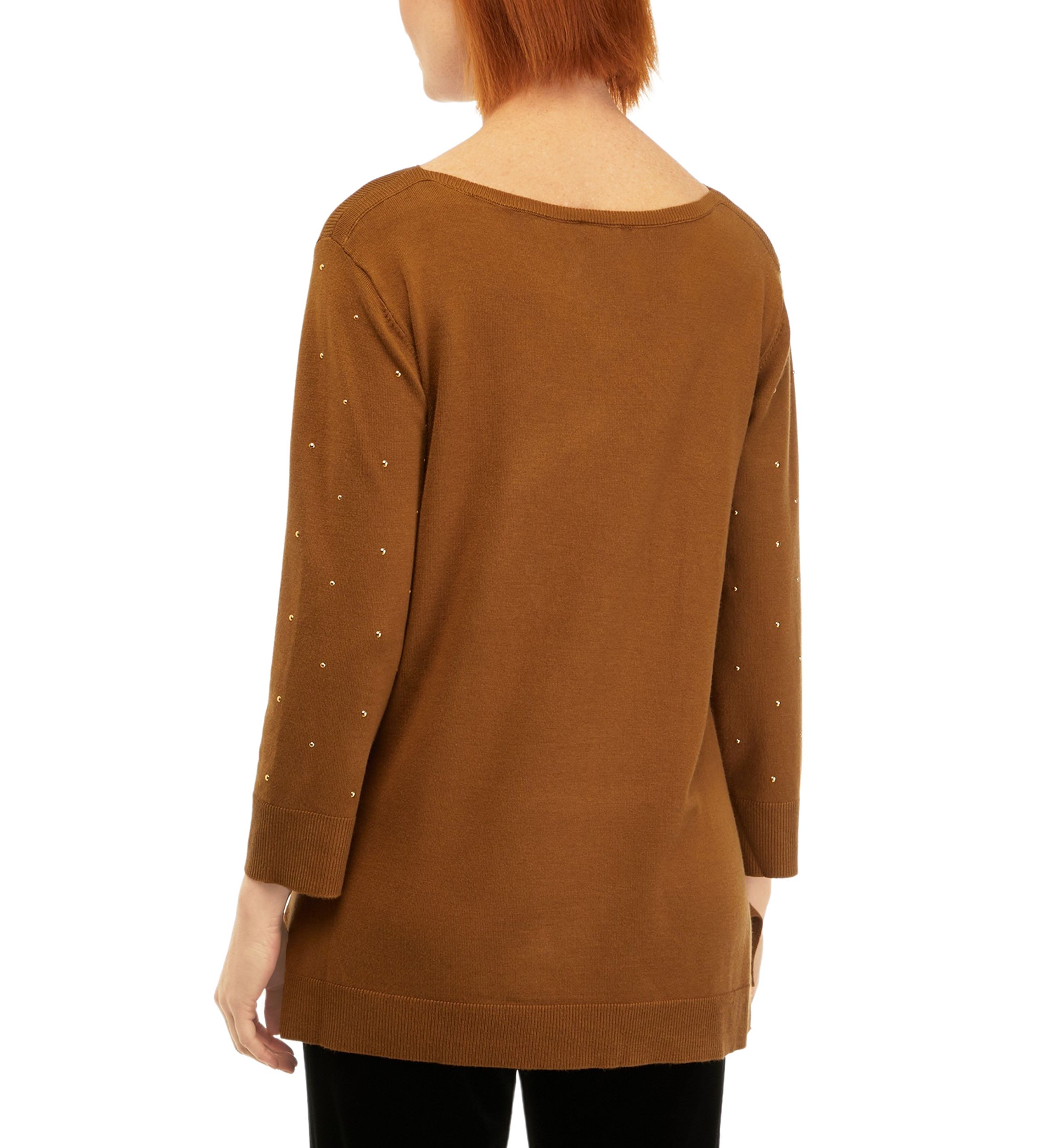 Womens Stud Embellished Tunic Sweater
