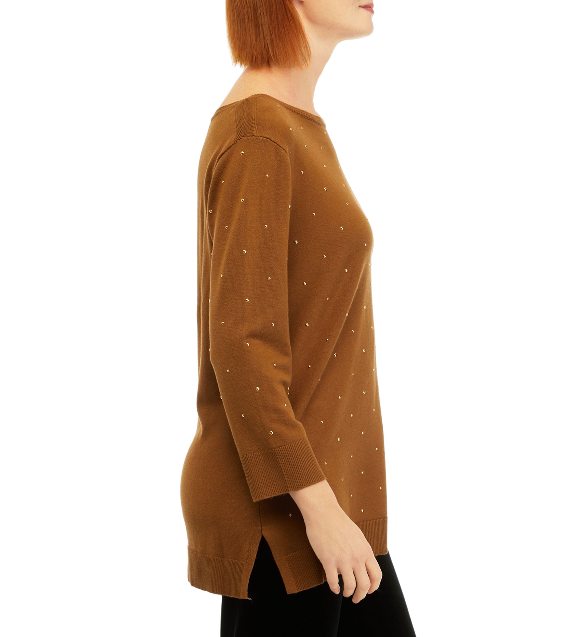 Womens Stud Embellished Tunic Sweater