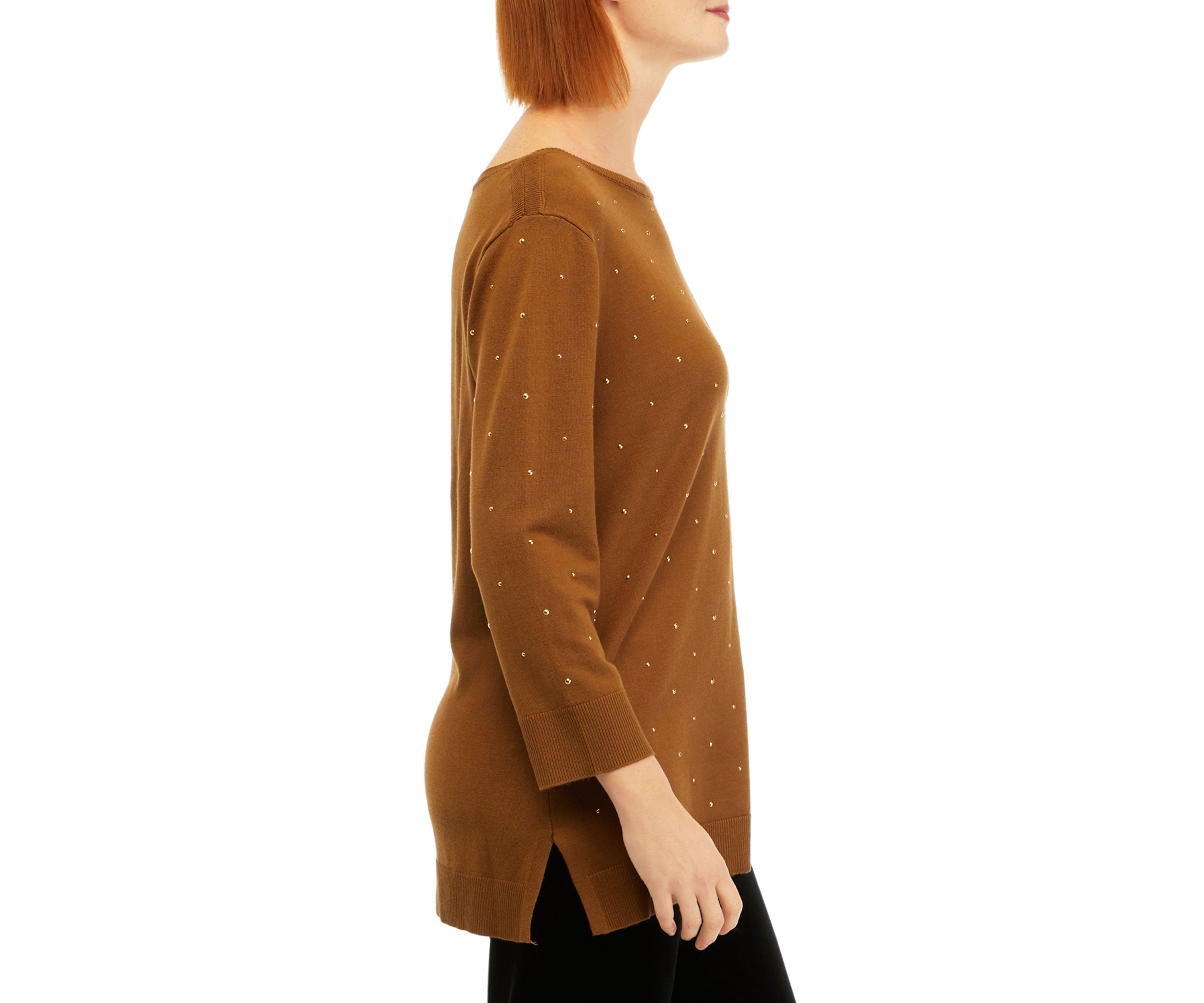 Womens Stud Embellished Tunic Sweater