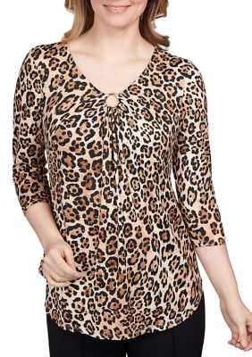 Ruby Rd. Womens Womens Plus-Size Animal Jacquard Twist Top, Teal Multi, 1X  : : Clothing, Shoes & Accessories