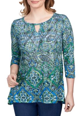 Ruby Rd Women's Keyhole Neck Burnout Top | belk