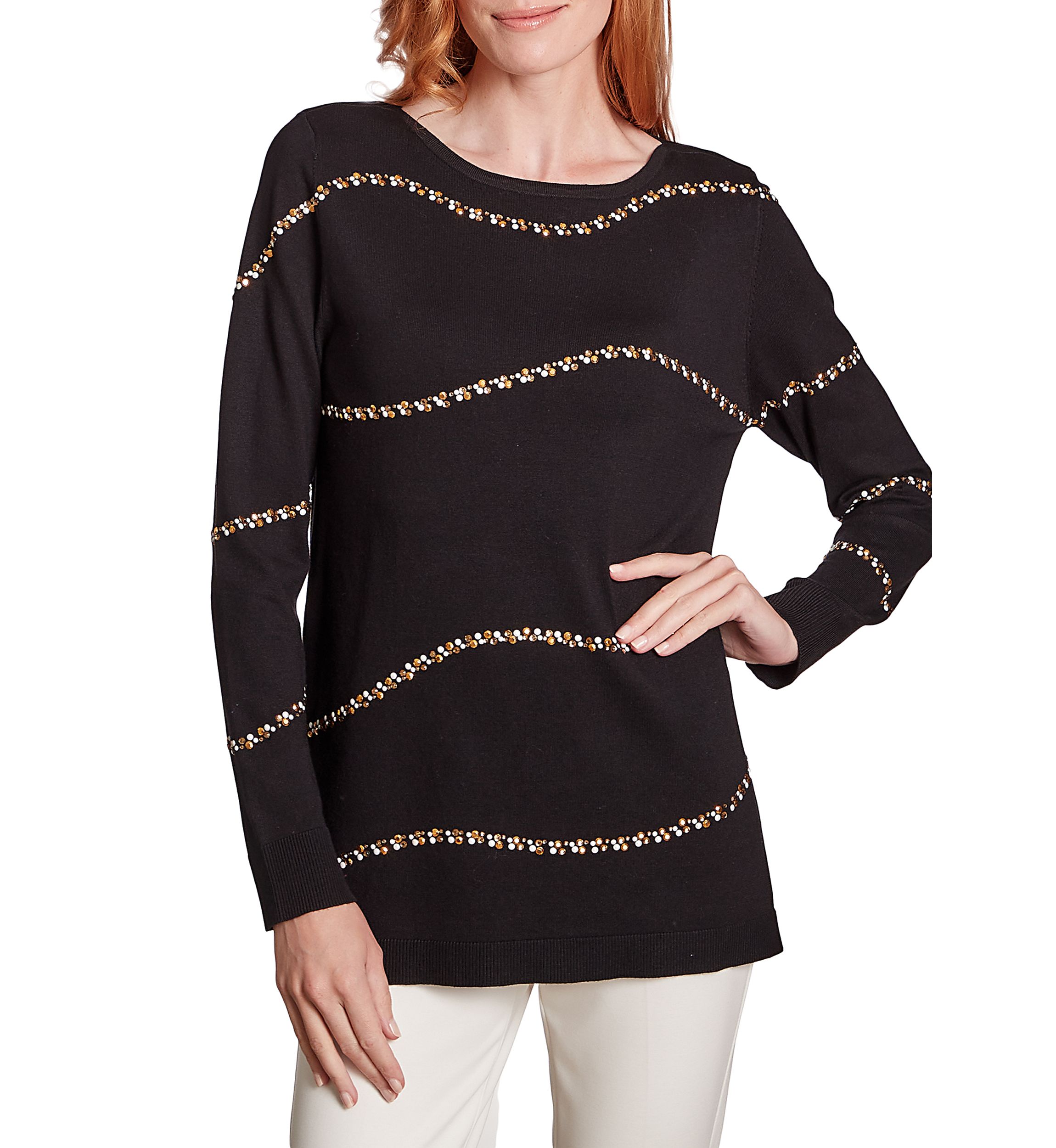 Womens Crystal Ripple Ballet Sweater