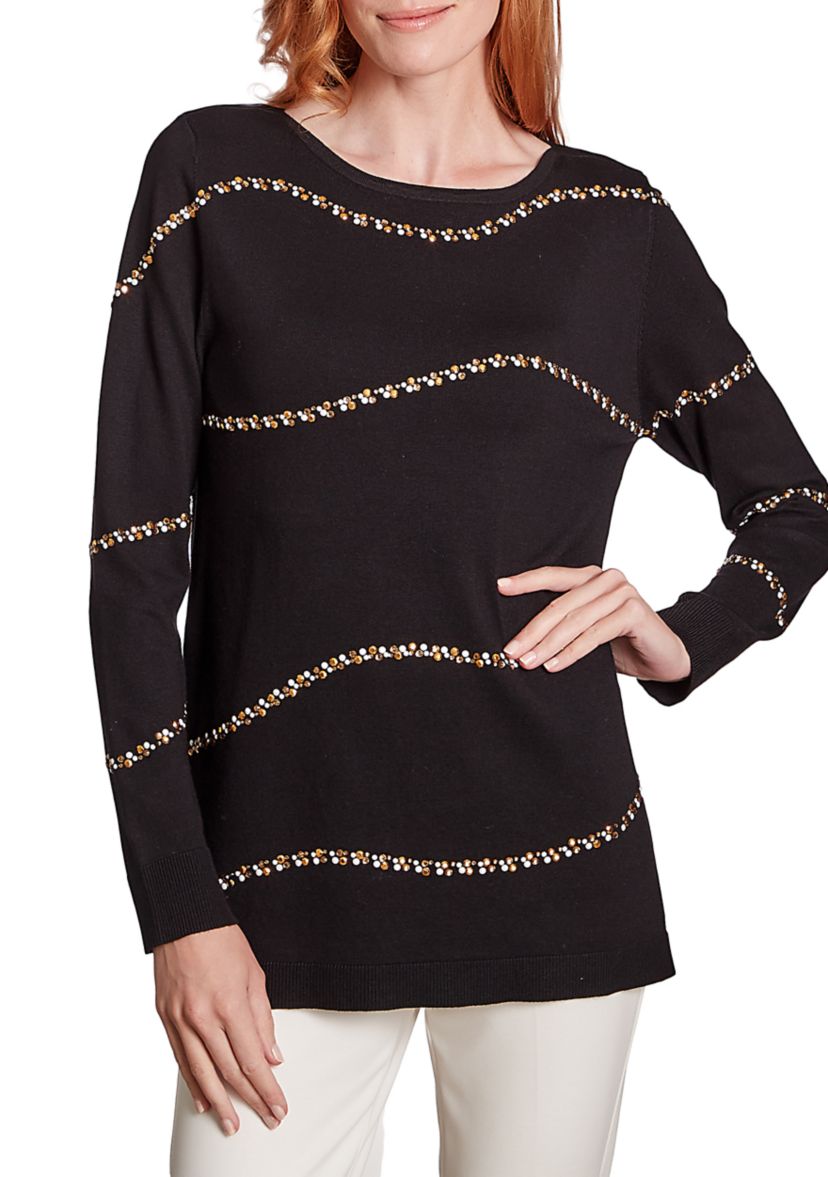 Womens Crystal Ripple Ballet Sweater