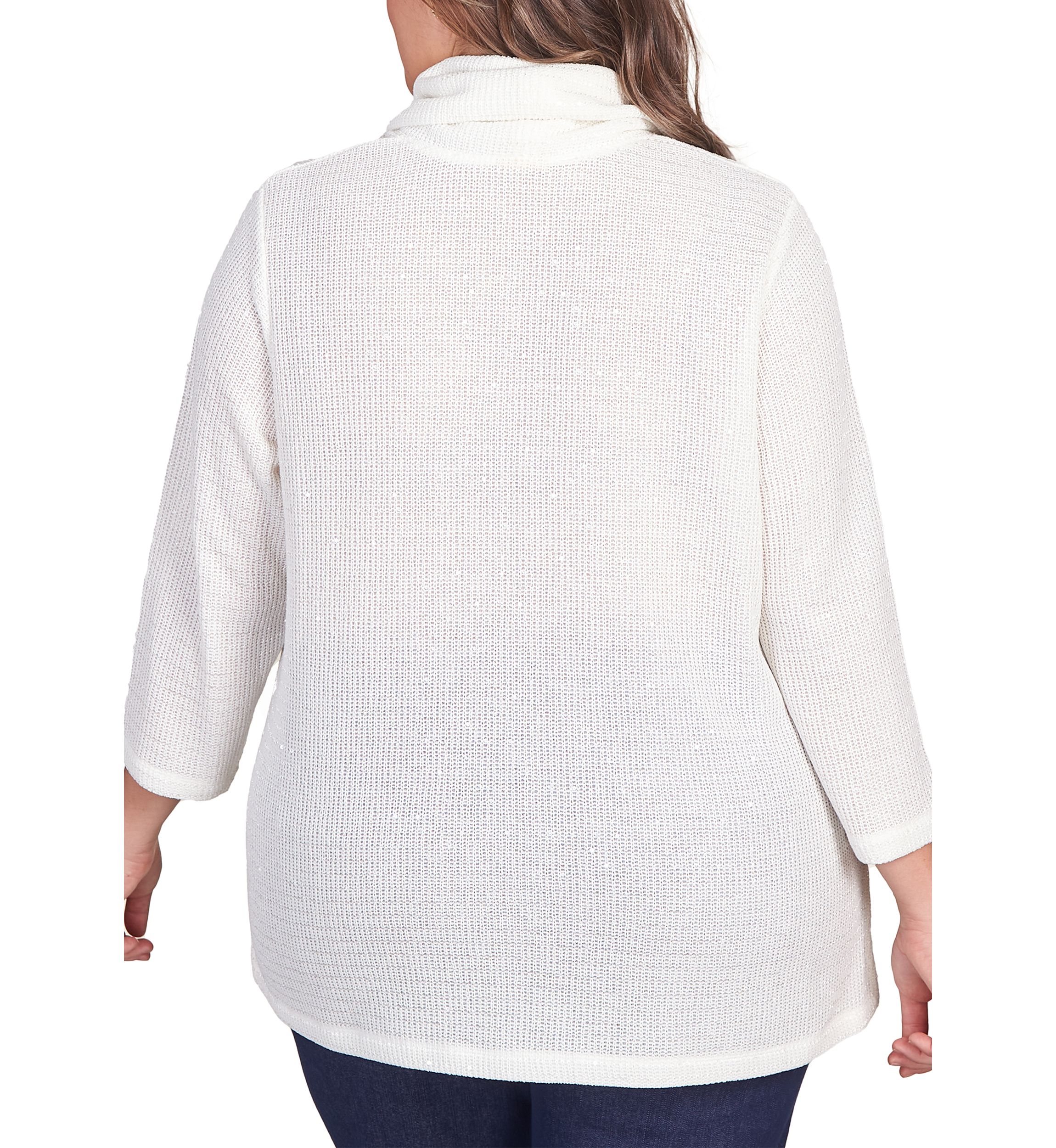 Plus Size Sequin Knit Cowl Neck Top