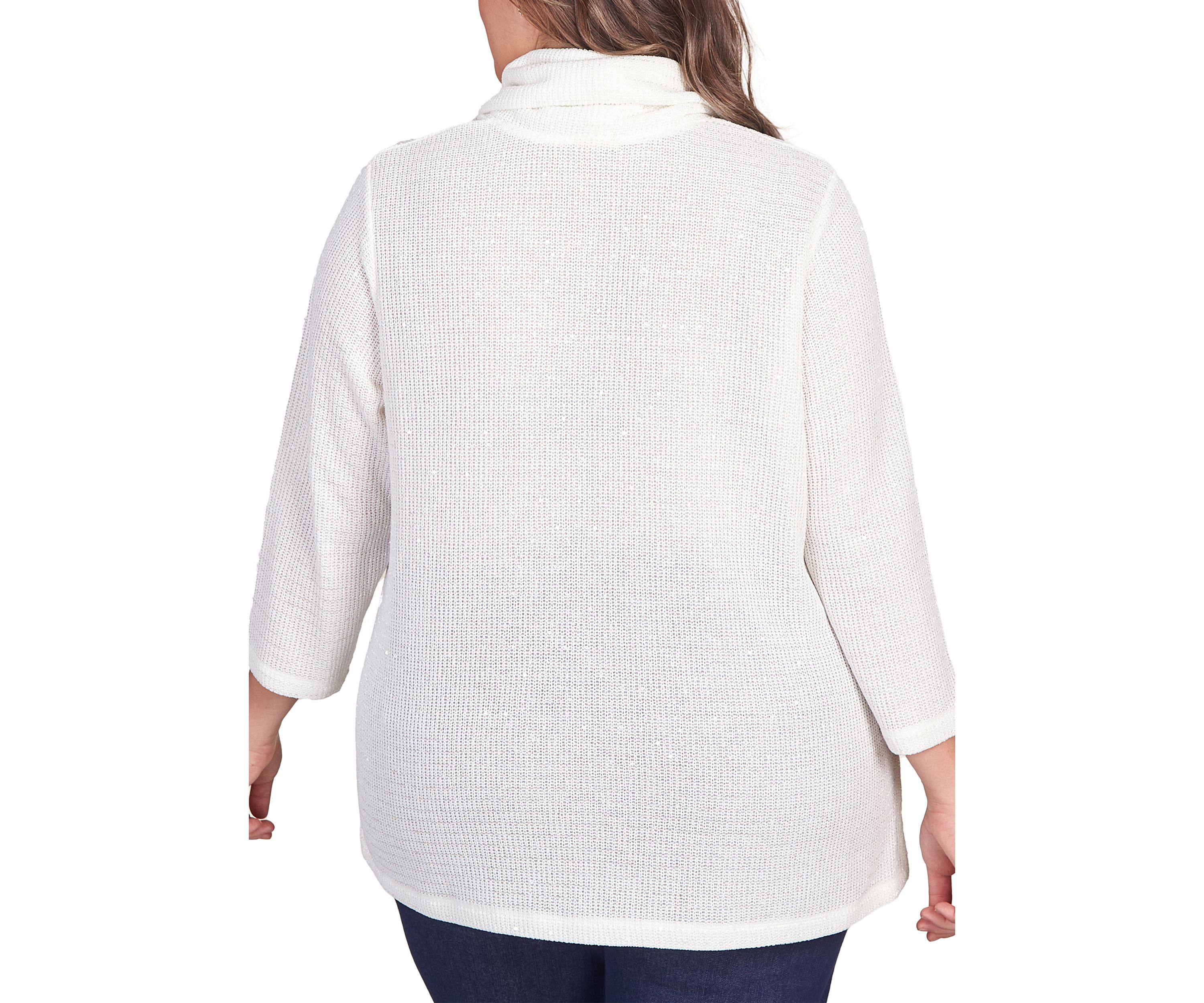 Plus Size Sequin Knit Cowl Neck Top