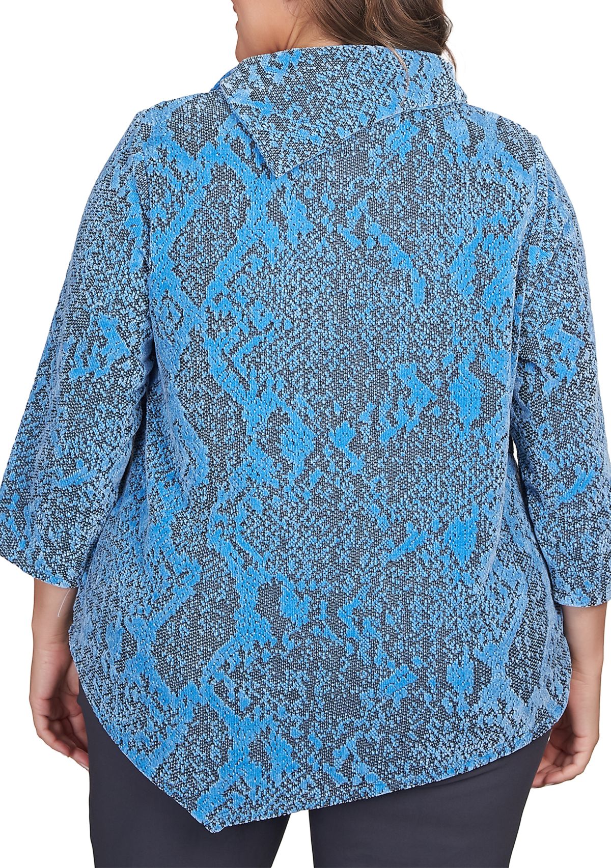 Plus Size Chenille Snakeskin Jacquard Top
