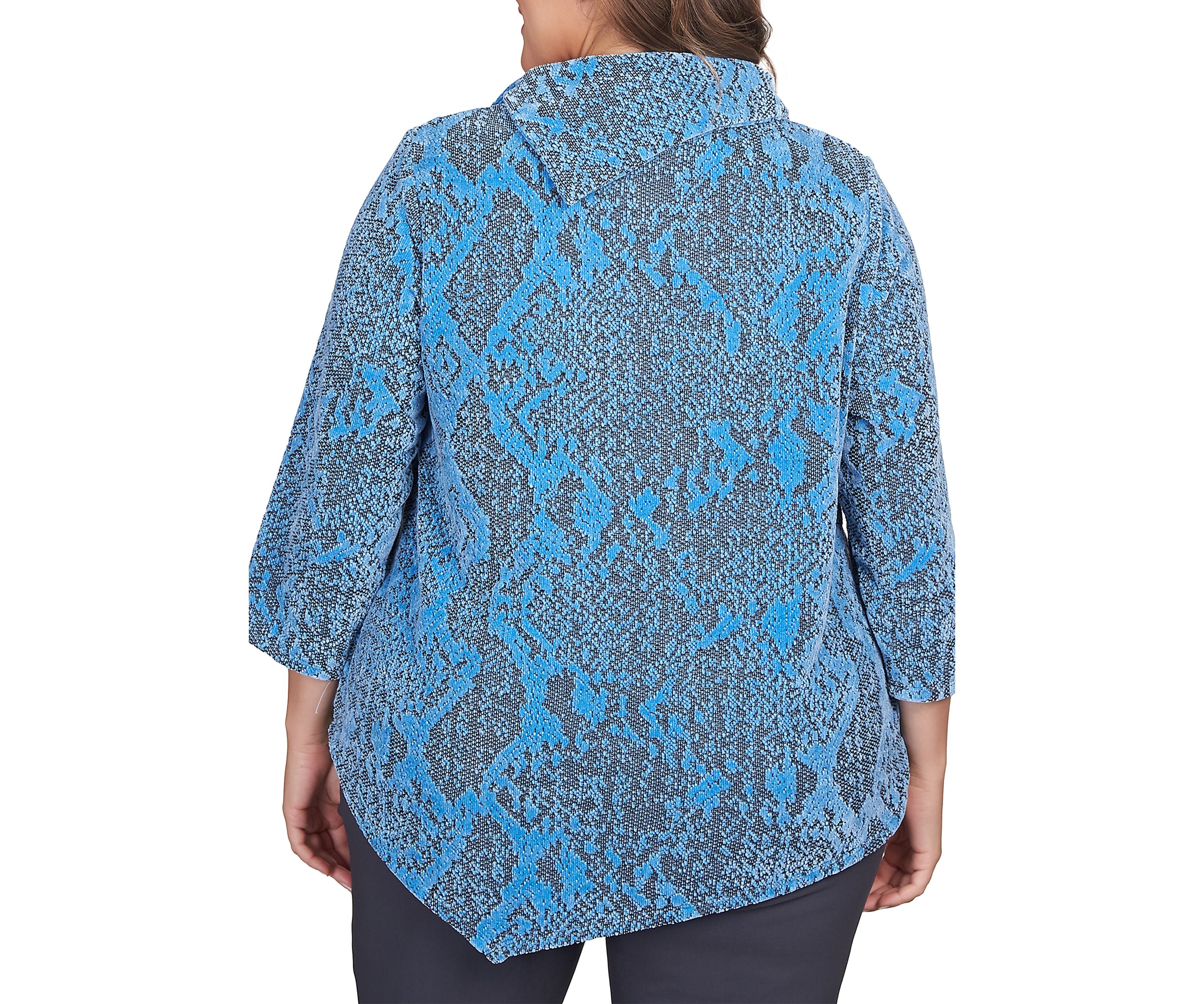 Plus Size Chenille Snakeskin Jacquard Top