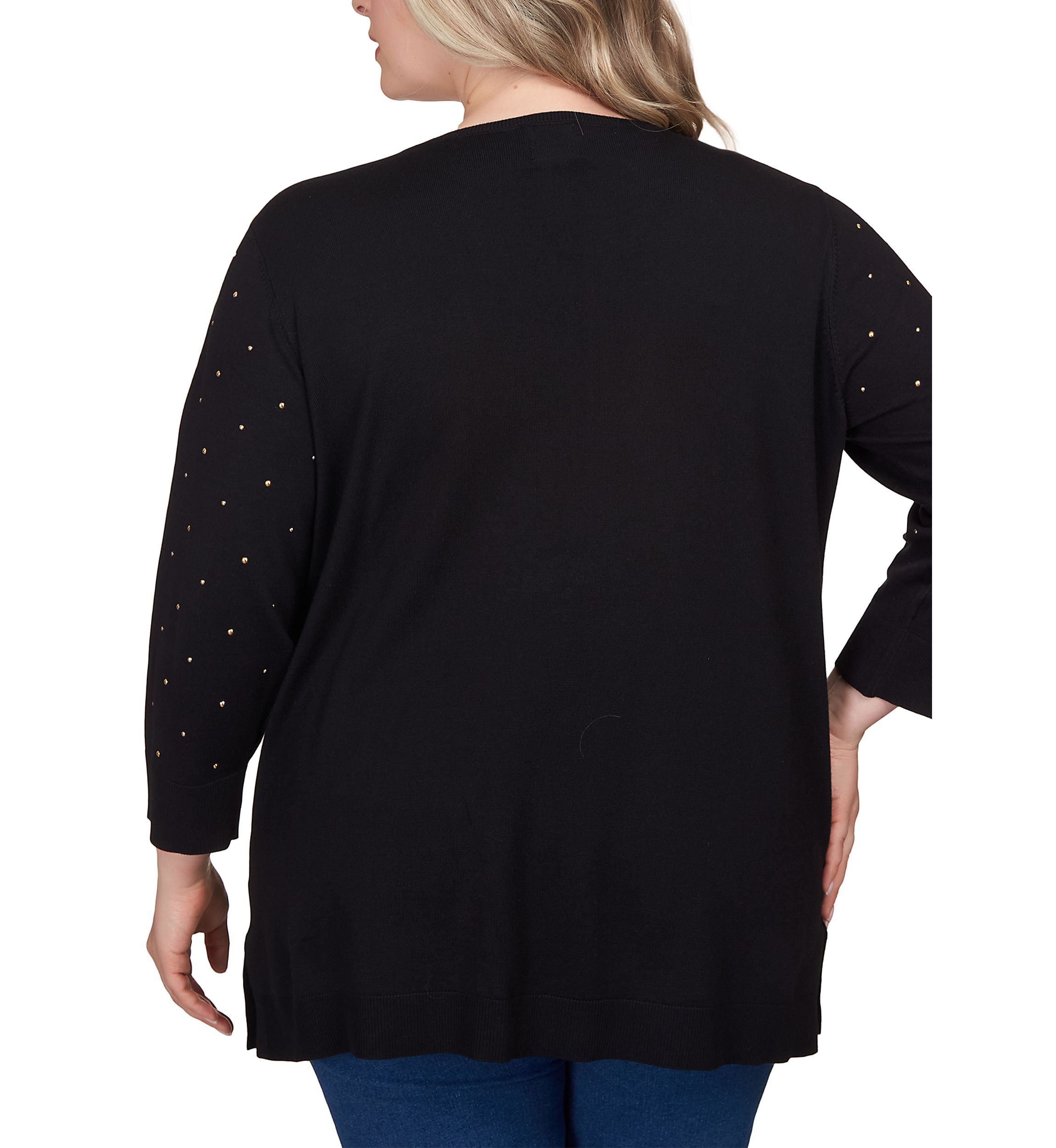 Plus Size Stud Embellished Tunic Sweater