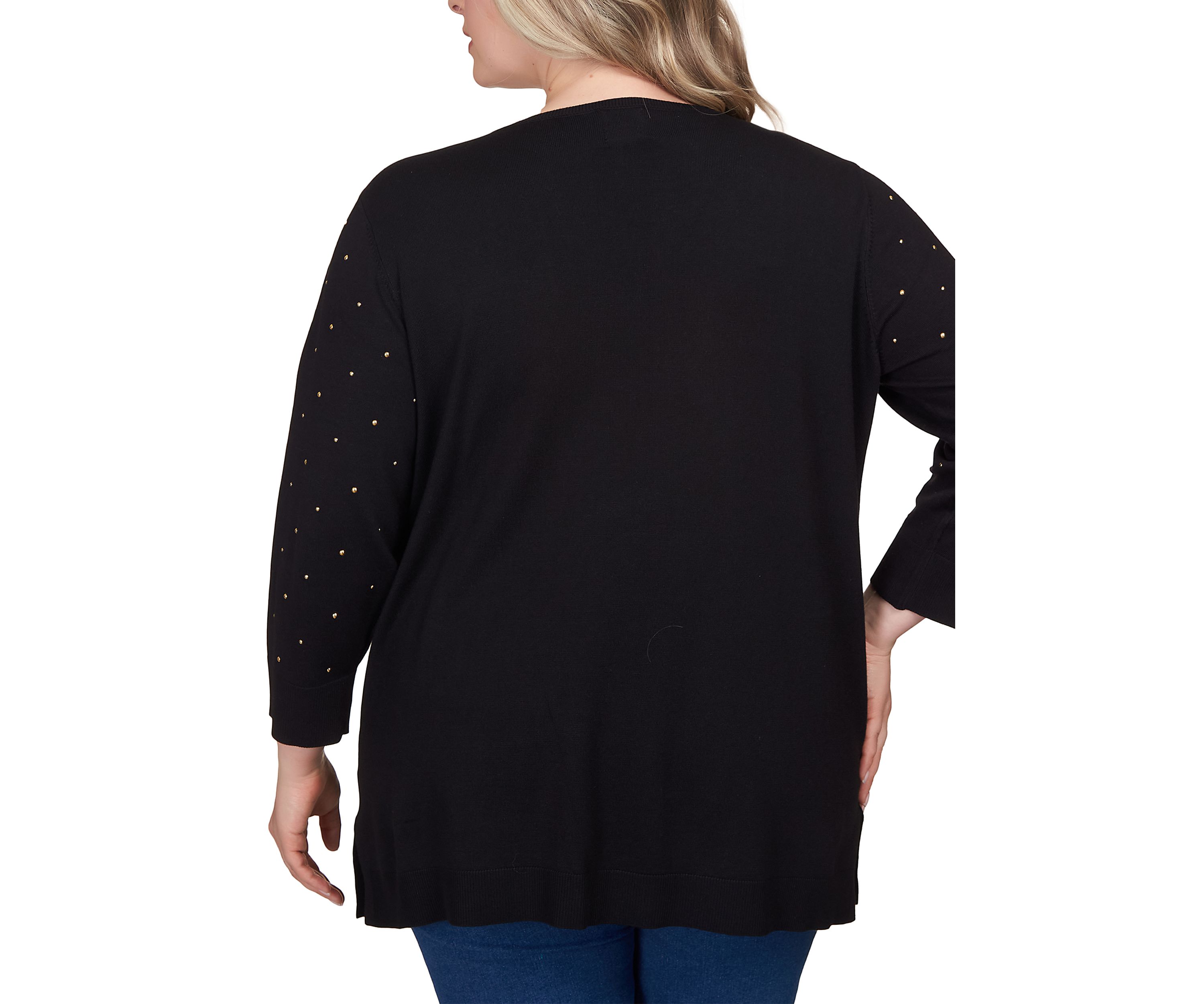 Plus Size Stud Embellished Tunic Sweater