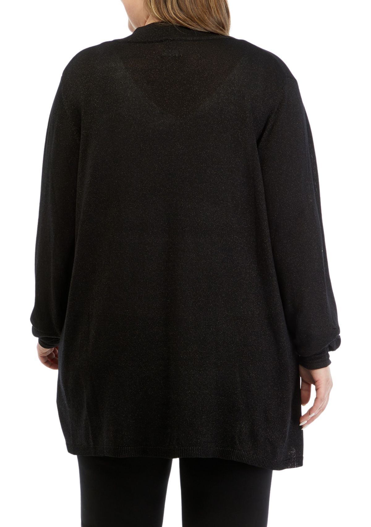 Plus Size Open Front Metallic Cardigan