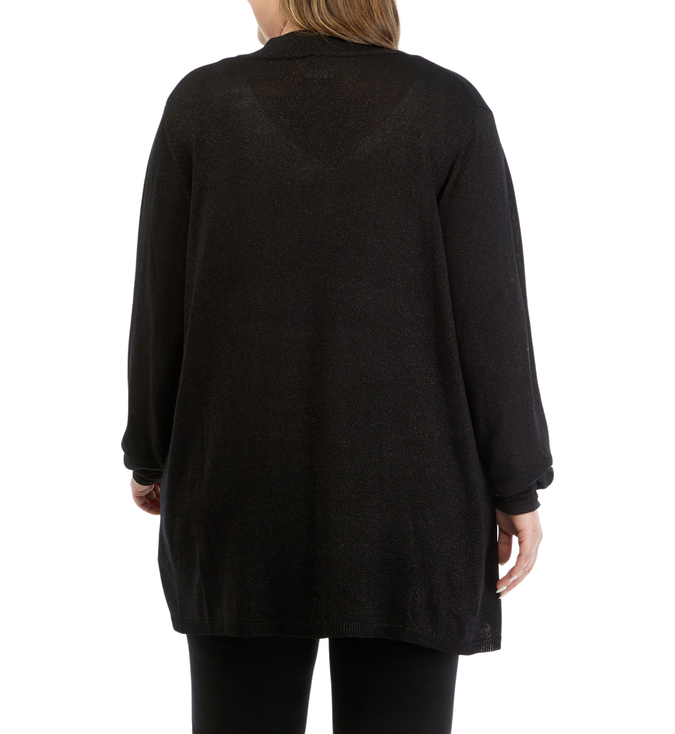 Plus Size Open Front Metallic Cardigan