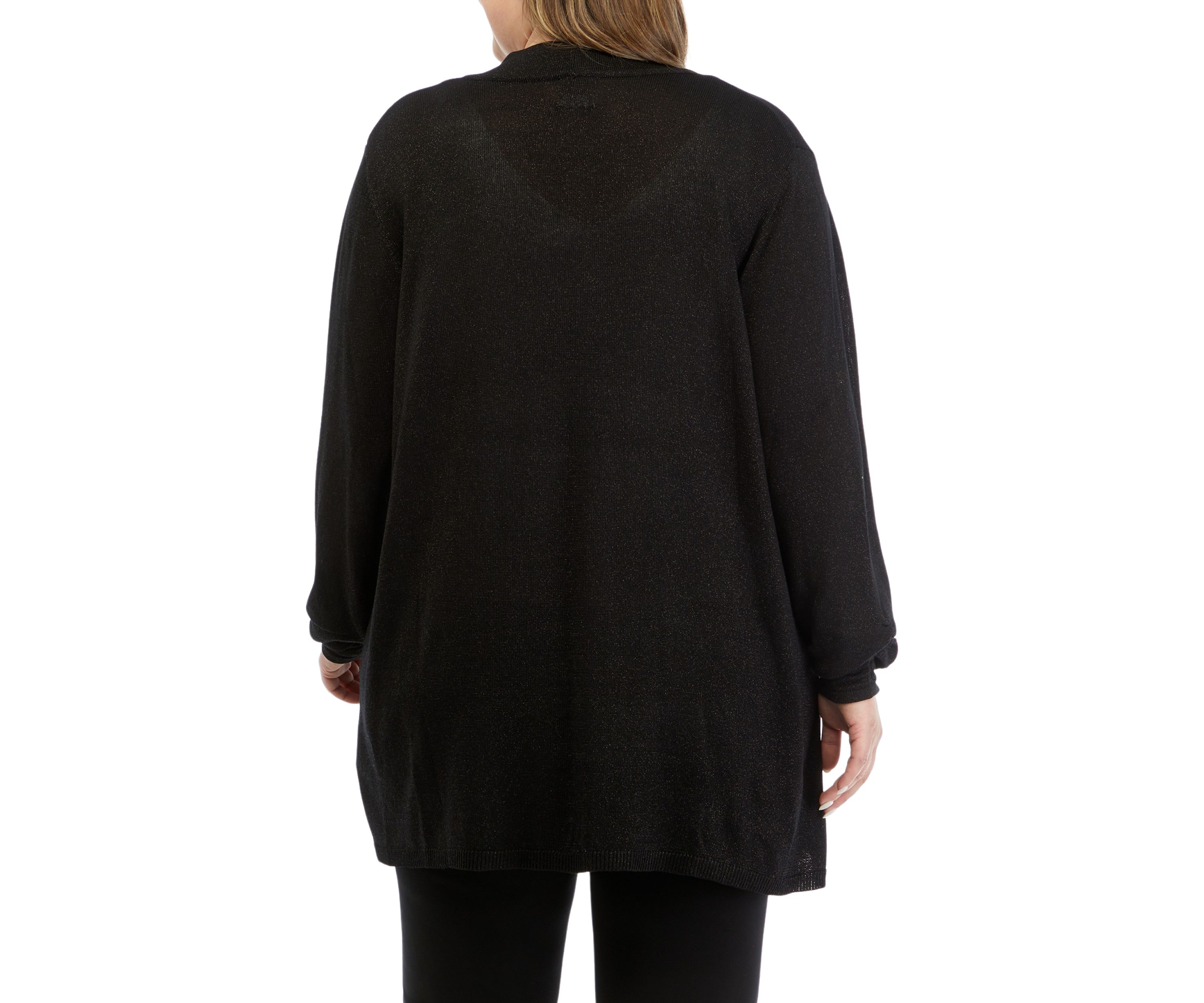 Plus Size Open Front Metallic Cardigan