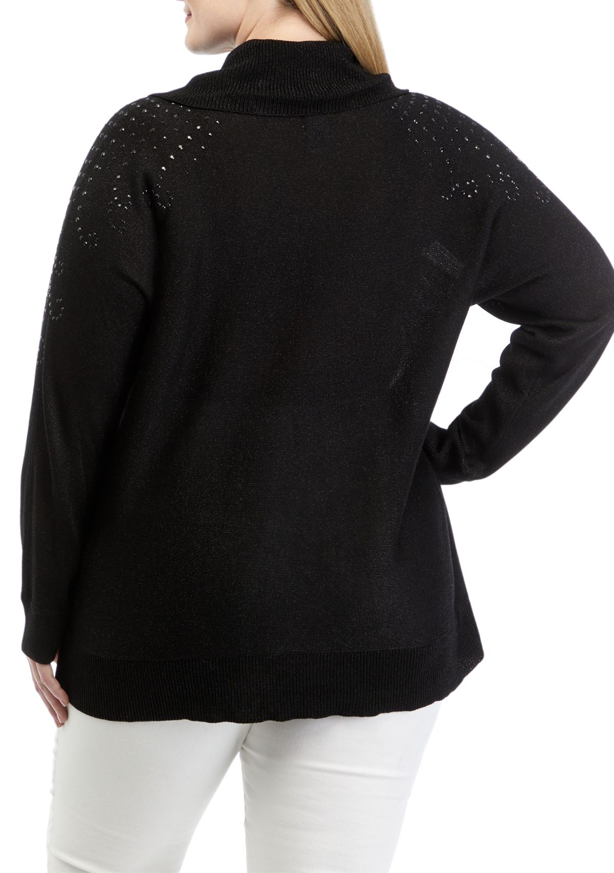 Plus Size Embellished Metallic Pullover 