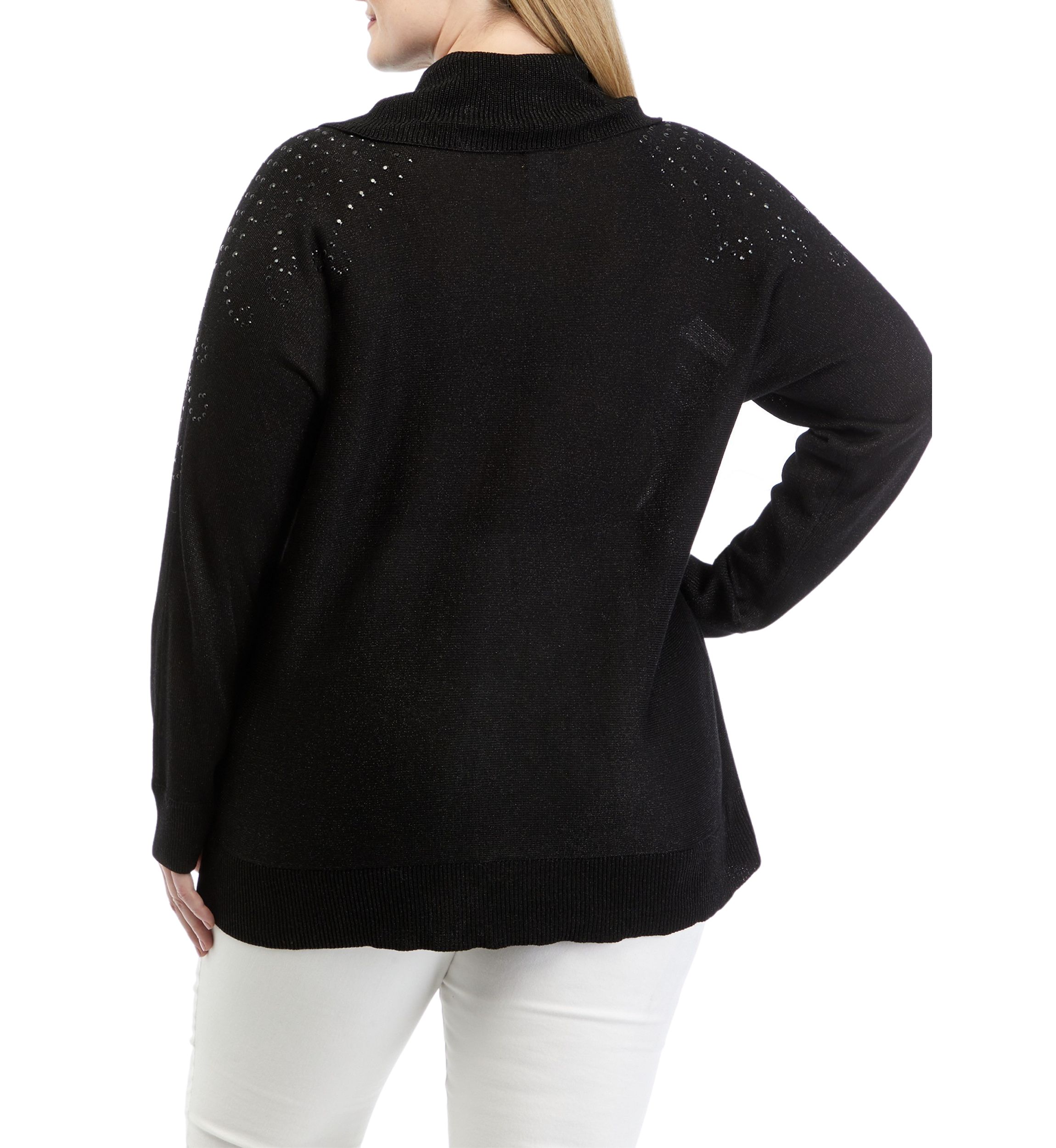 Plus Size Embellished Metallic Pullover 