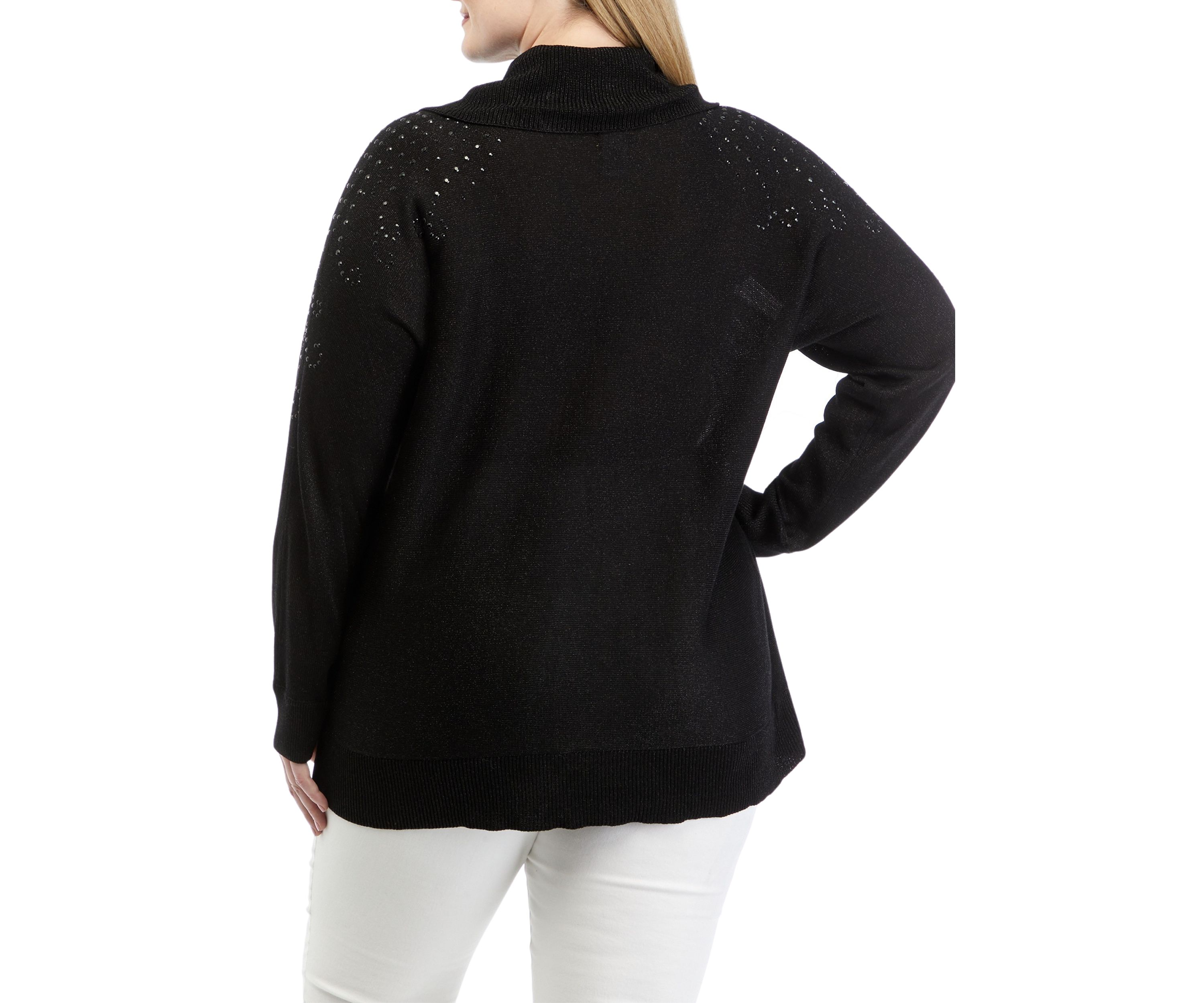 Plus Size Embellished Metallic Pullover 